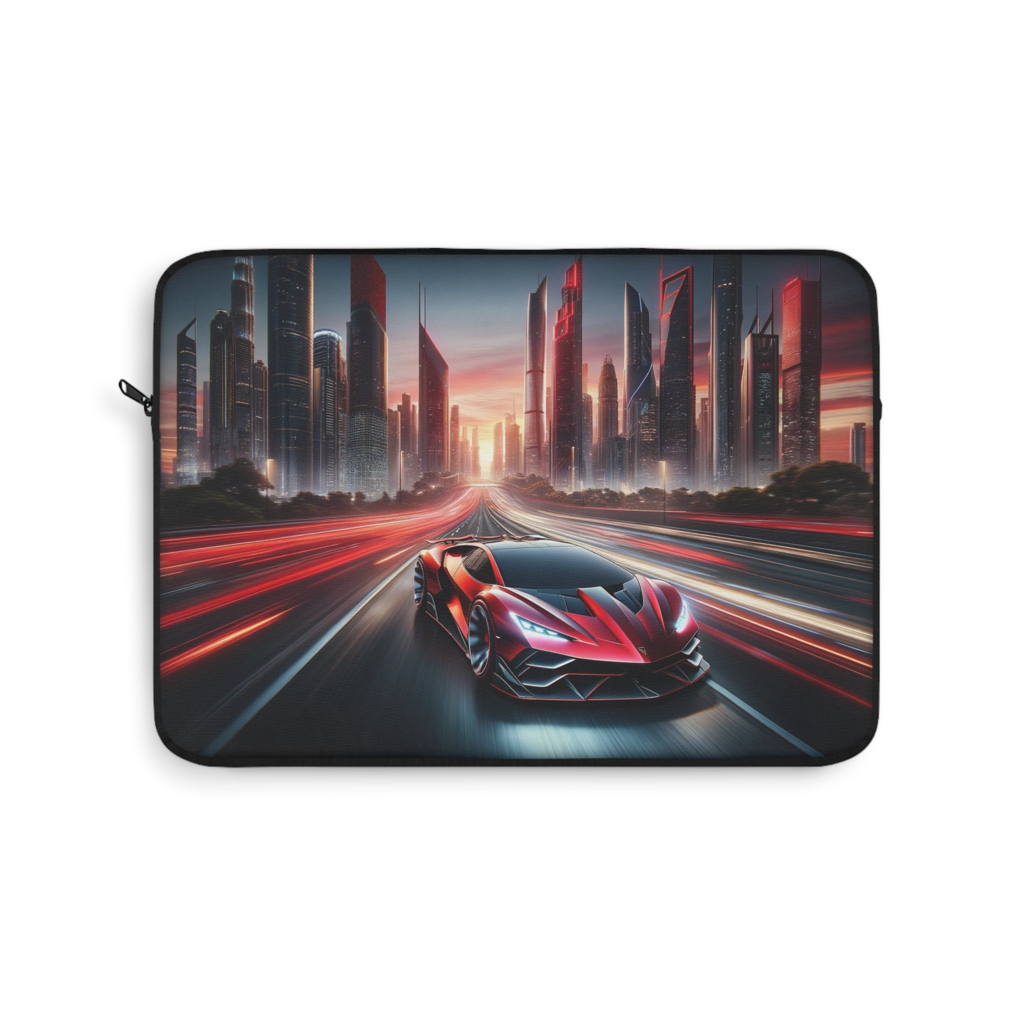 Red car speeding on the road - Laptop Sleeve