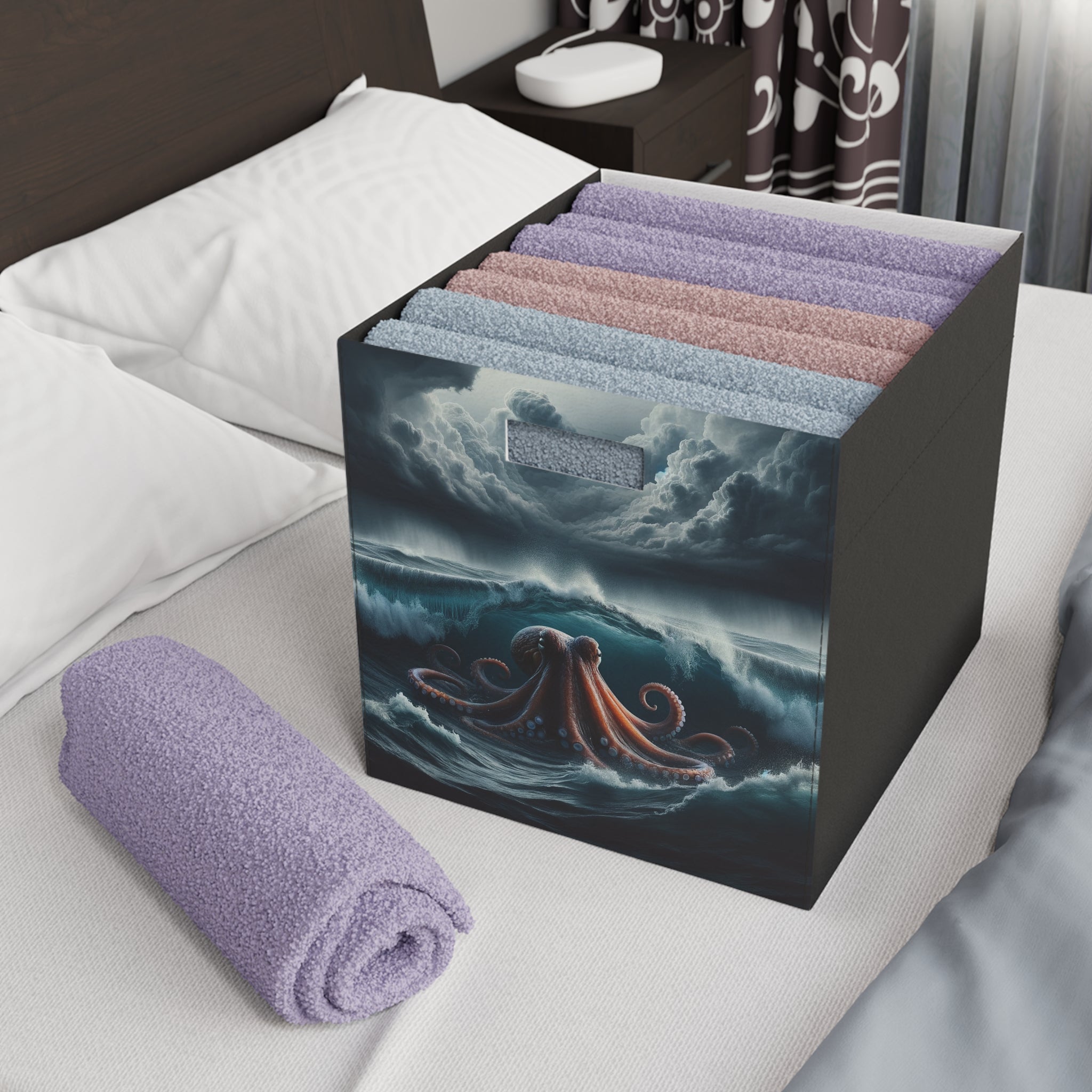 A squid in a stormy ocean - Storage Box