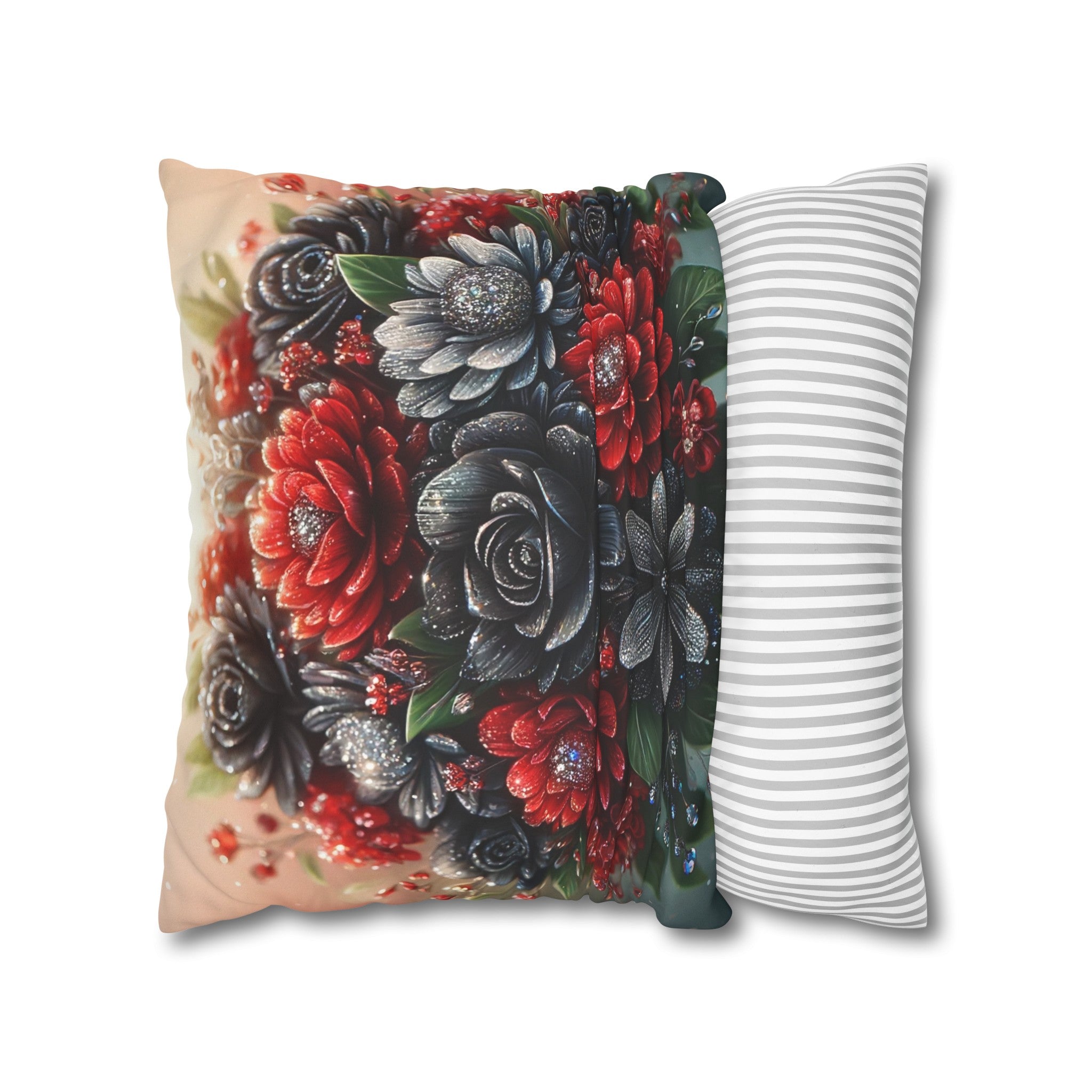 Black and Red Bouquet (1) - Suede Square Pillowcase