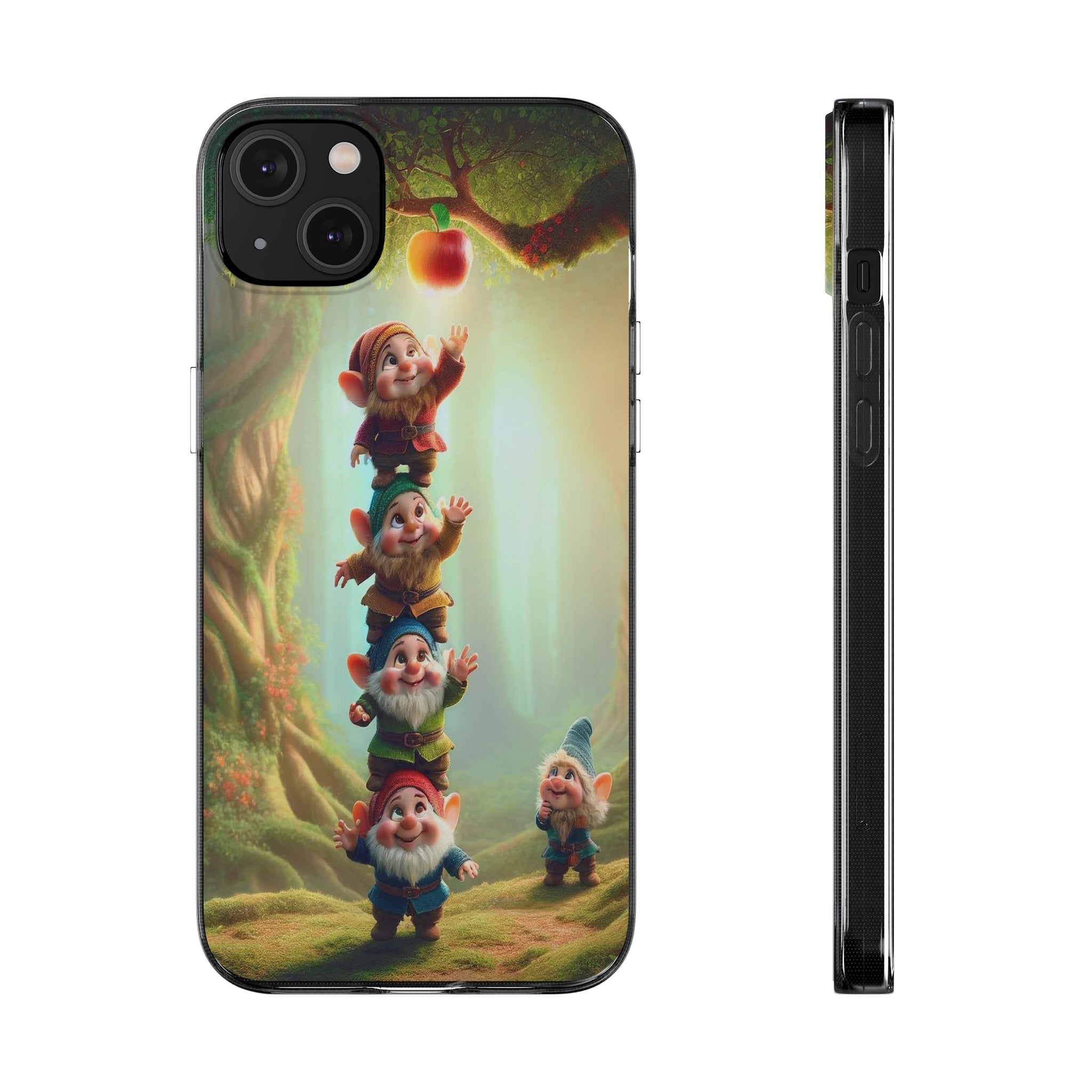 Gnomes reaching an apple - Soft Phone Case