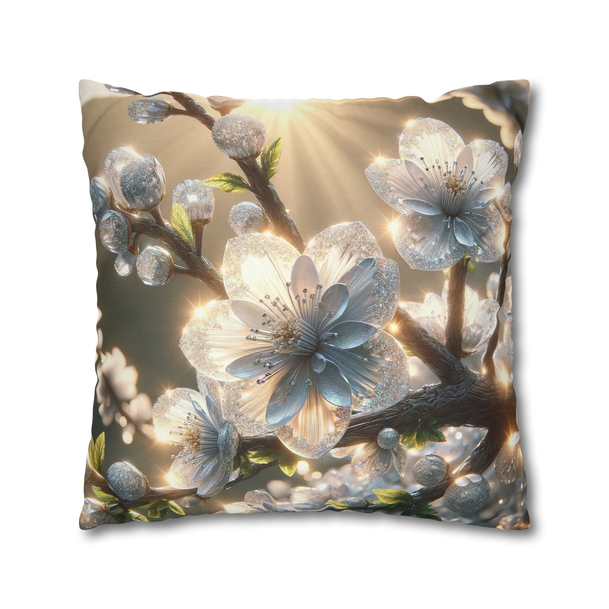 White diamond flowers (2) - Polyester Square Pillowcase