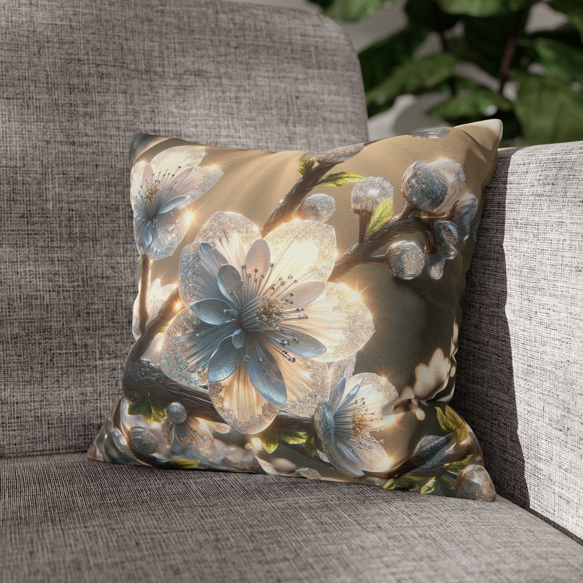 White diamond flowers (2) - Polyester Square Pillowcase