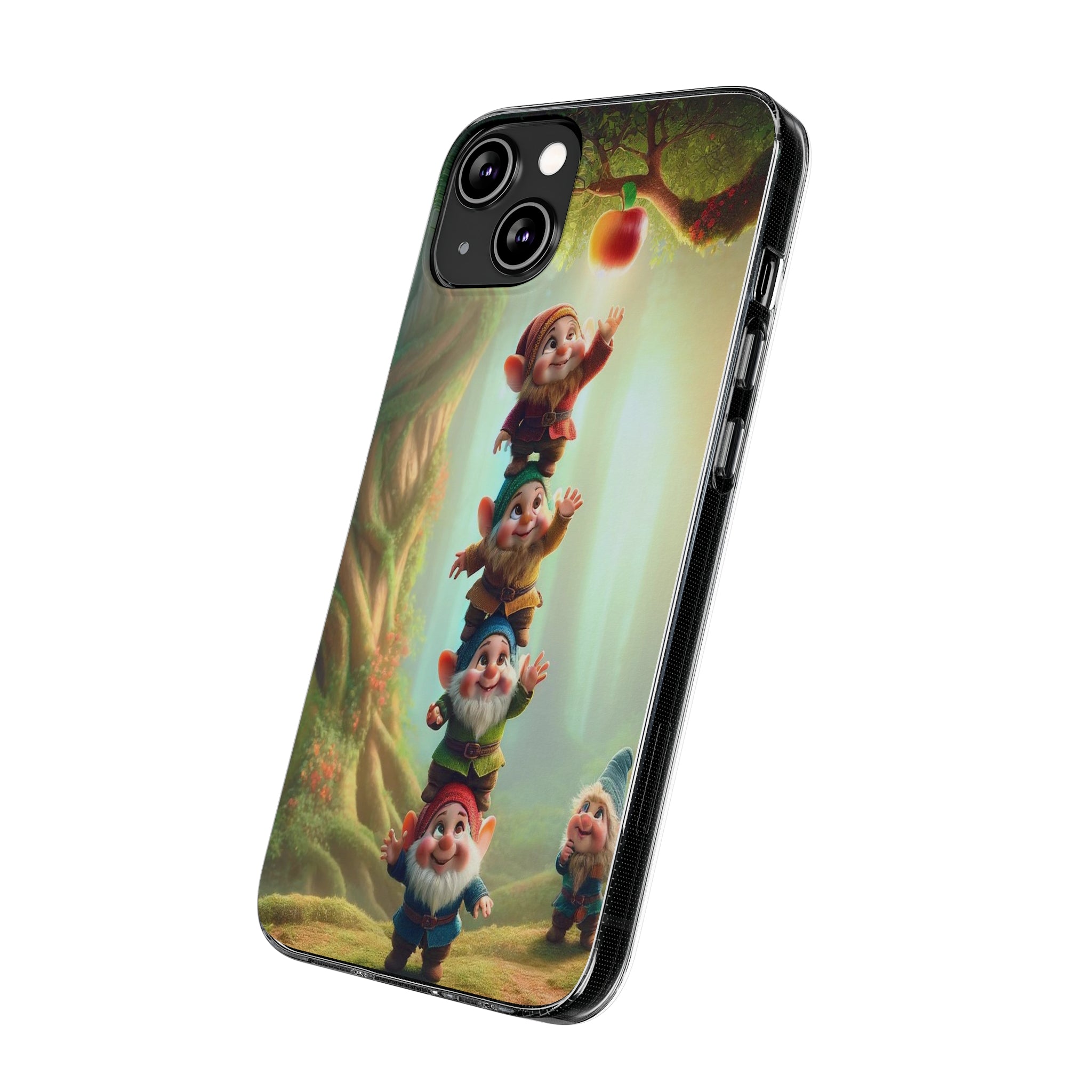 Gnomes reaching an apple - Soft Phone Case