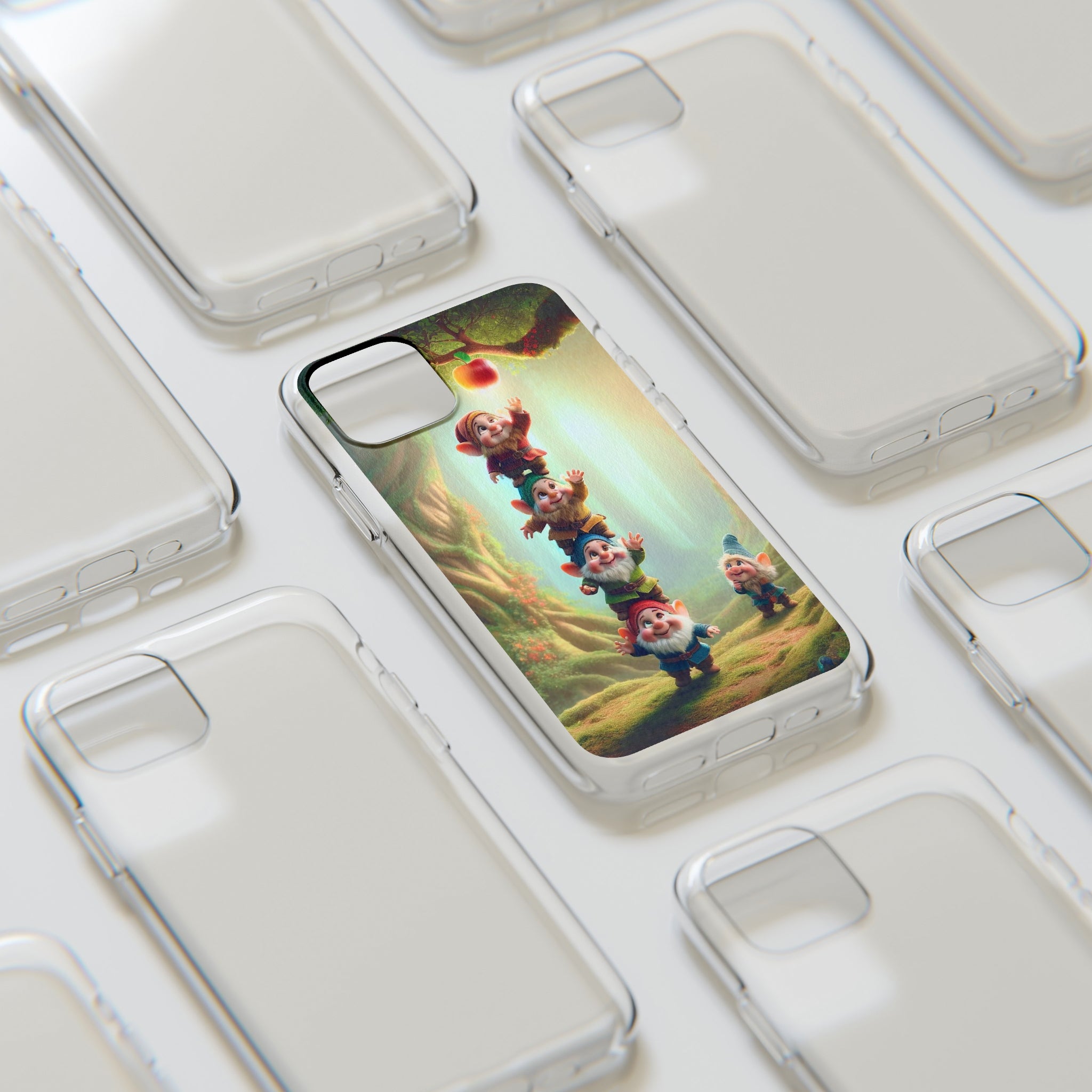 Gnomes reaching an apple - Soft Phone Case