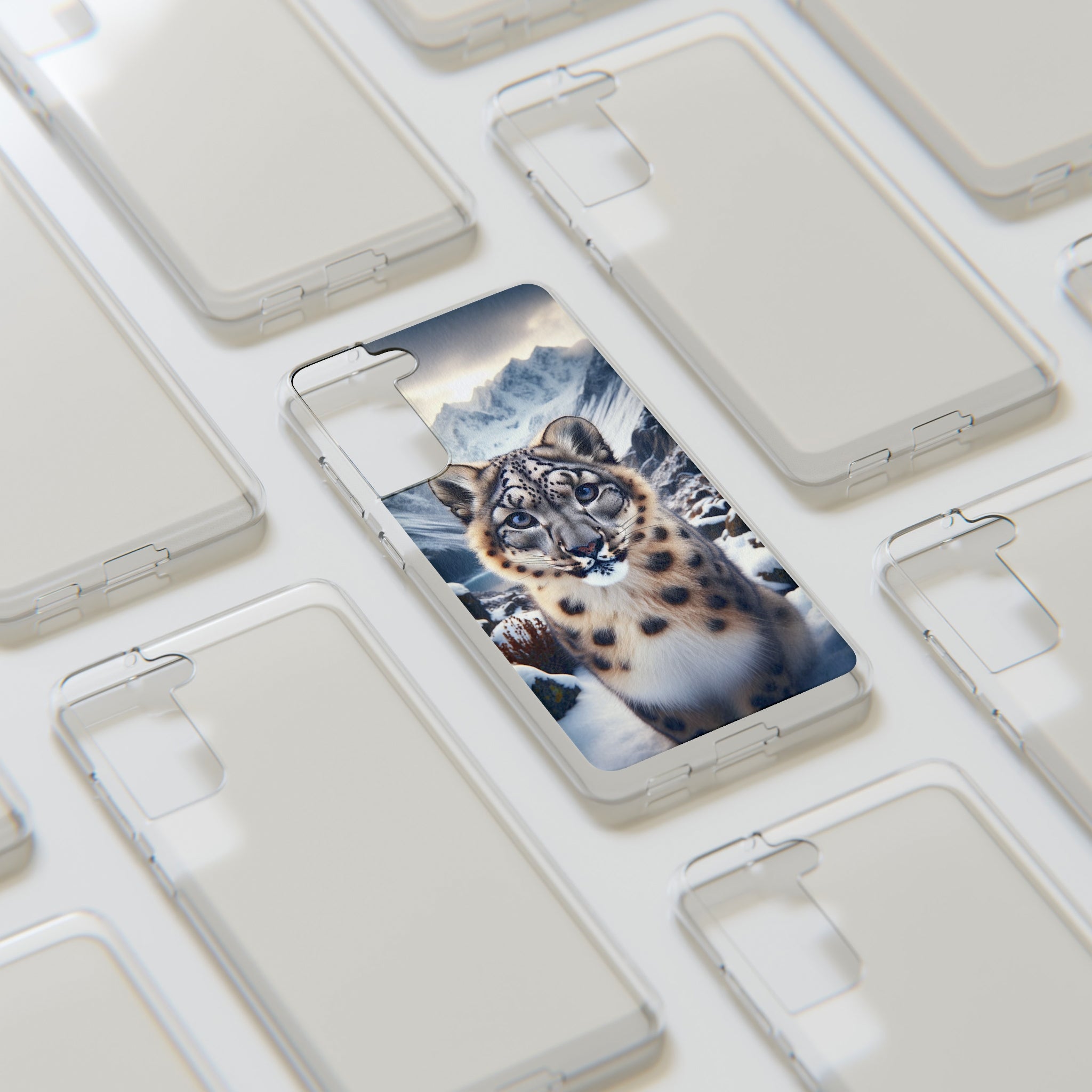 Curious Snow Leopard - Soft Phone Case