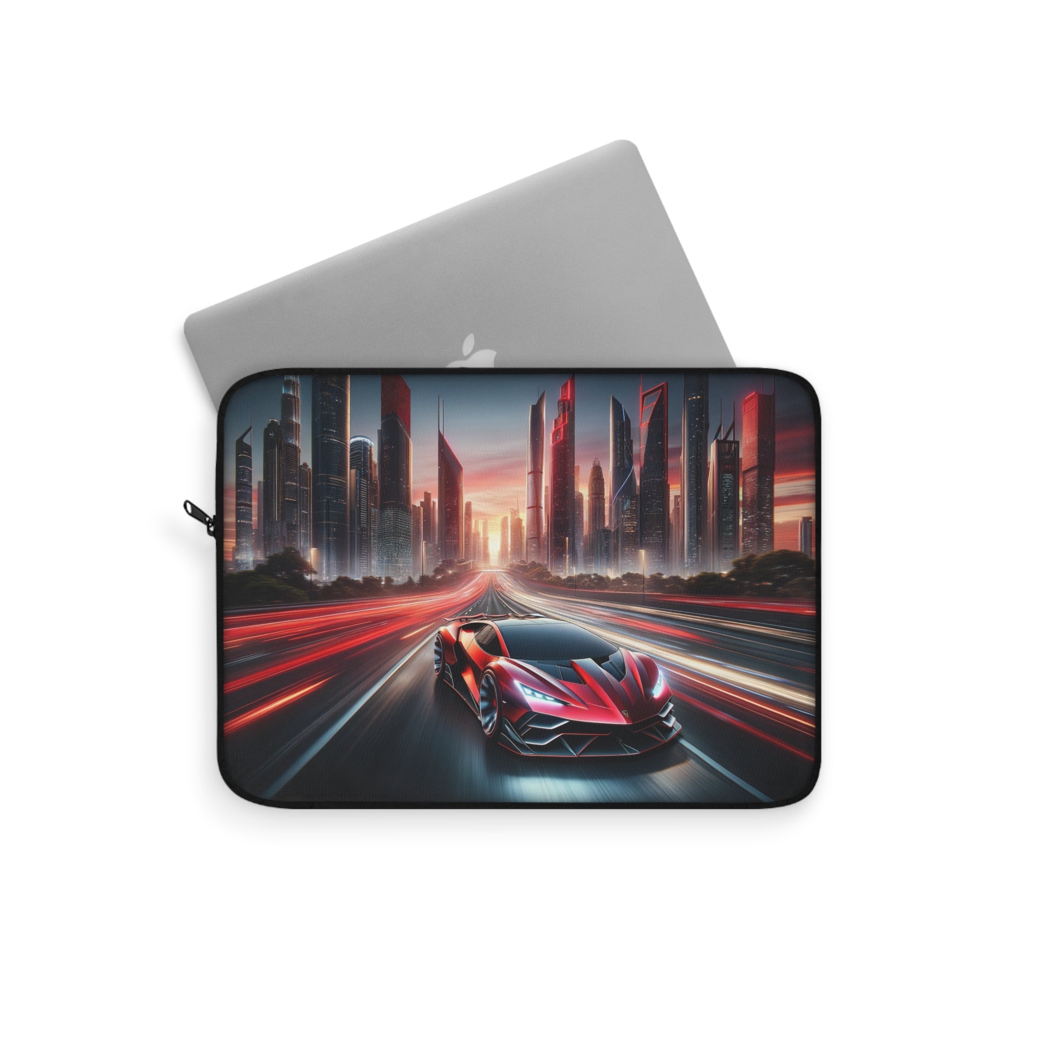 Red car speeding on the road - Laptop Sleeve