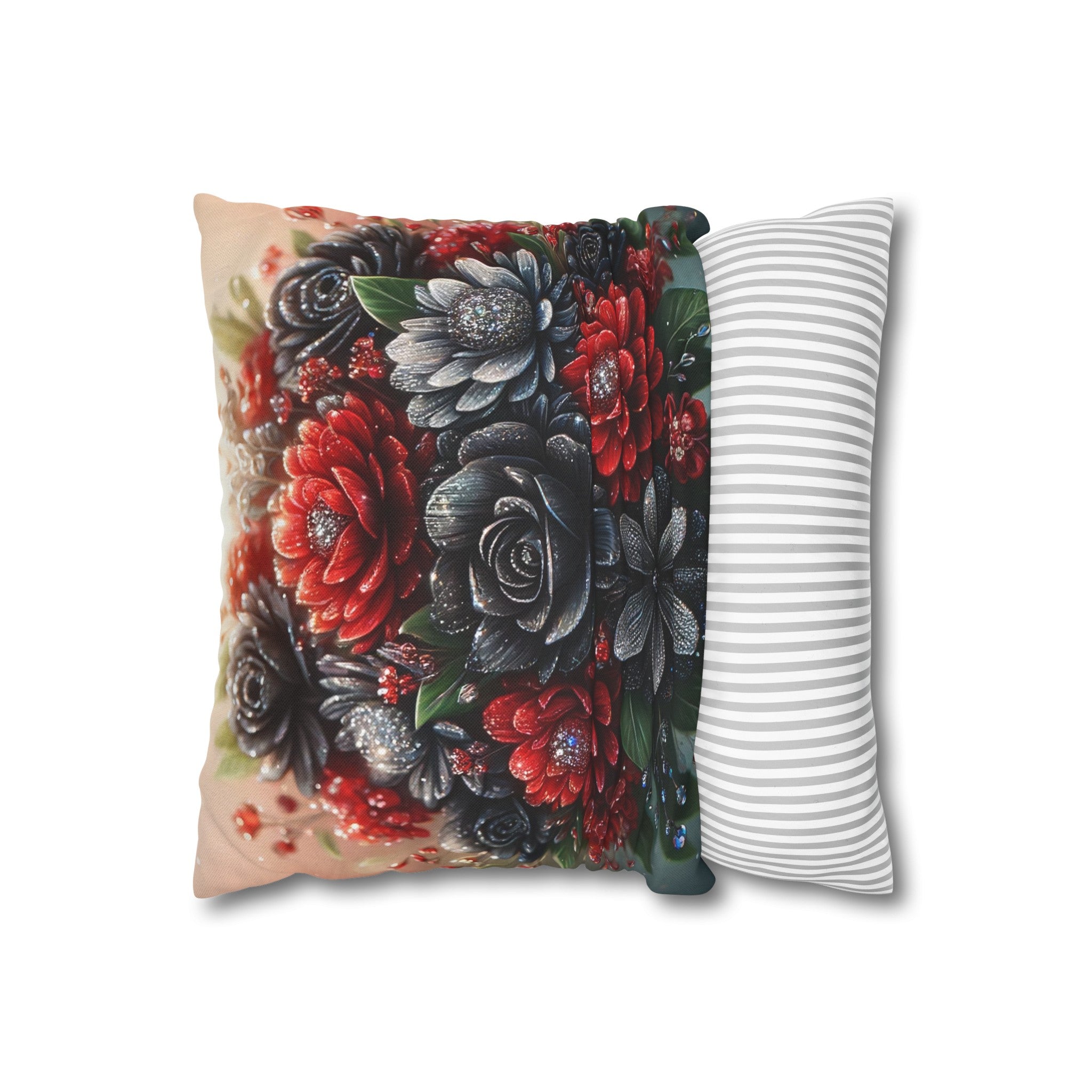 Black-Red Bouquet (1) - Polyester Square Pillowcase