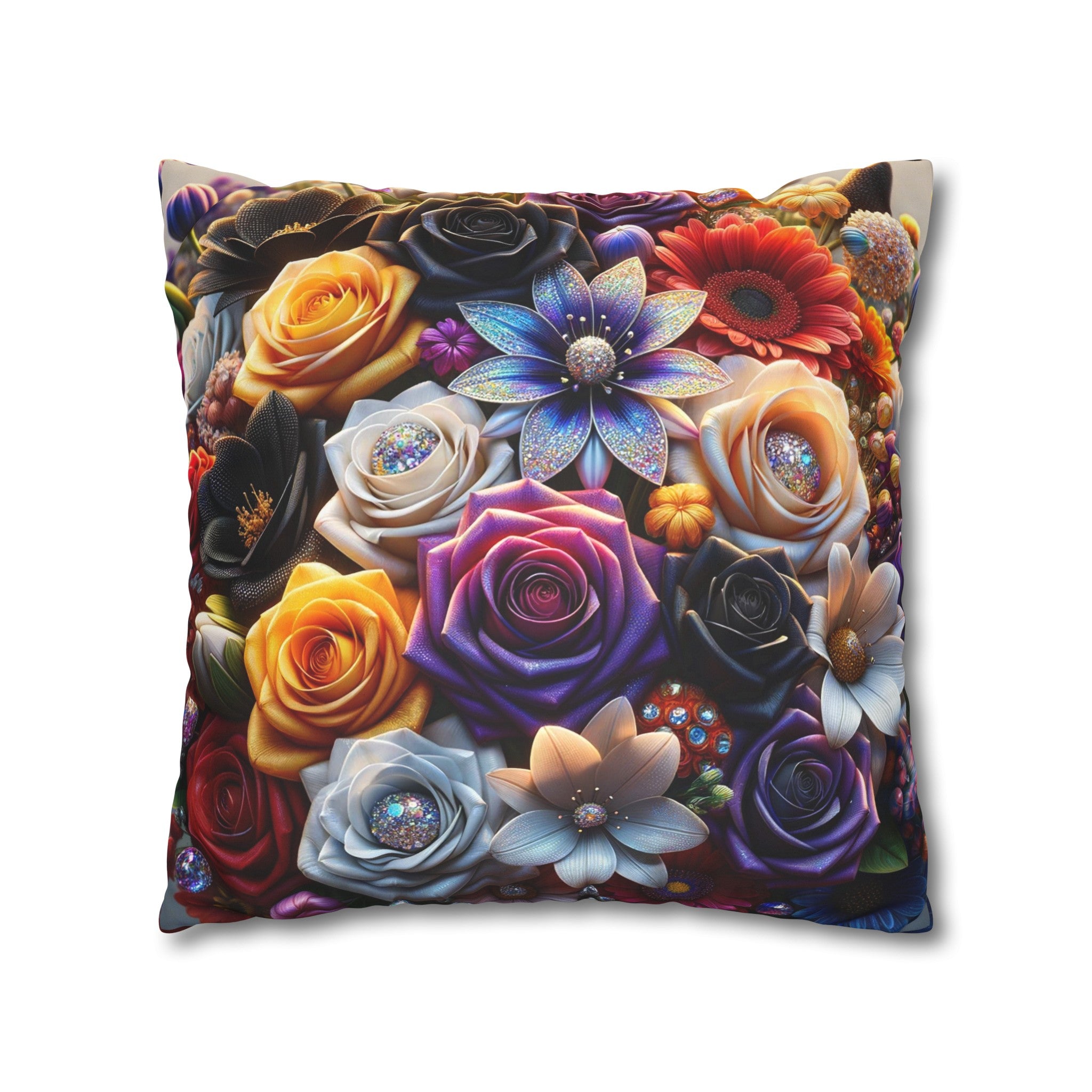 Colourful Bouquet (4) - Suede Square Pillowcase