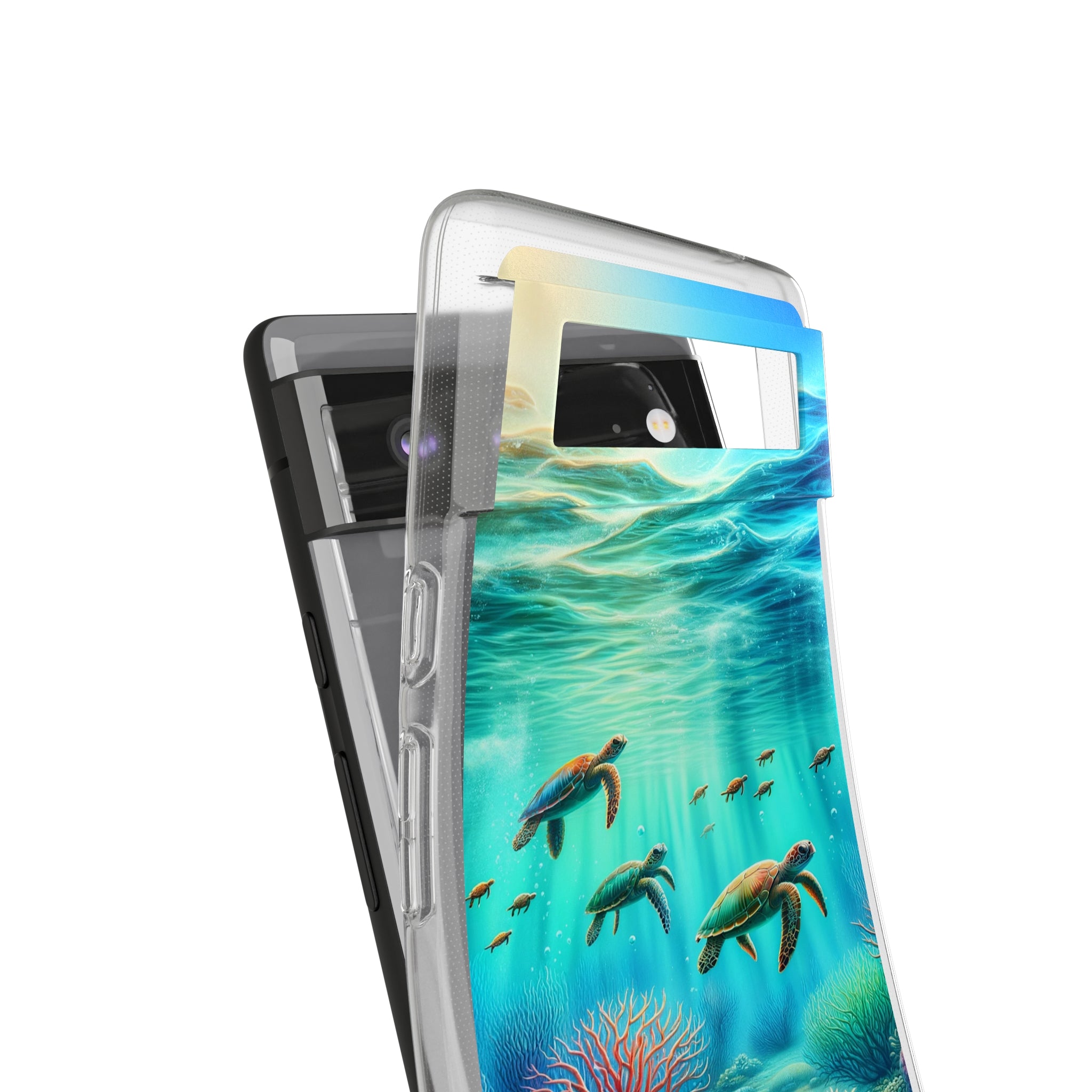 Turtles and coral reef - Soft Phone Case