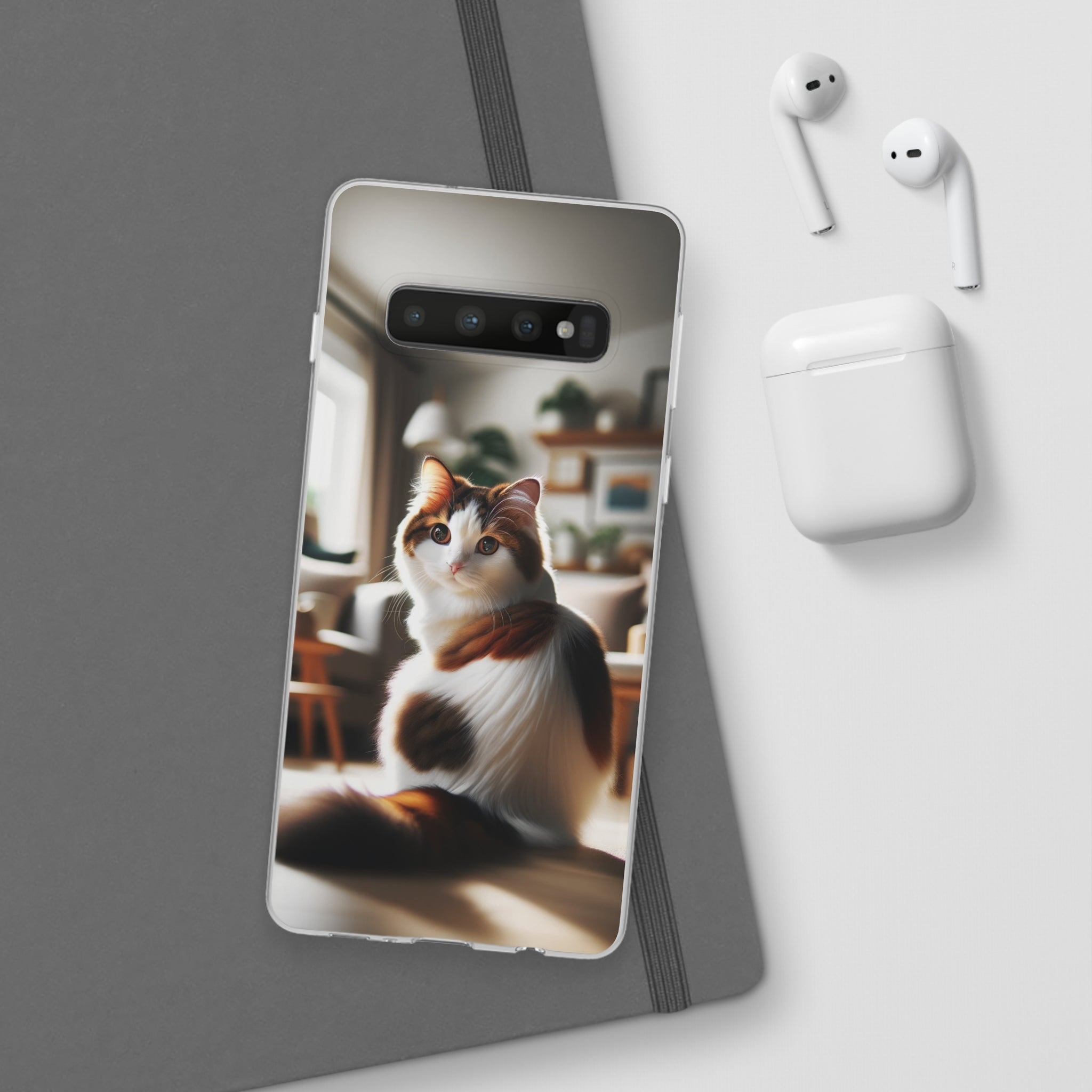 Curious, white-brown cat - Flexi Case (Samsung only)