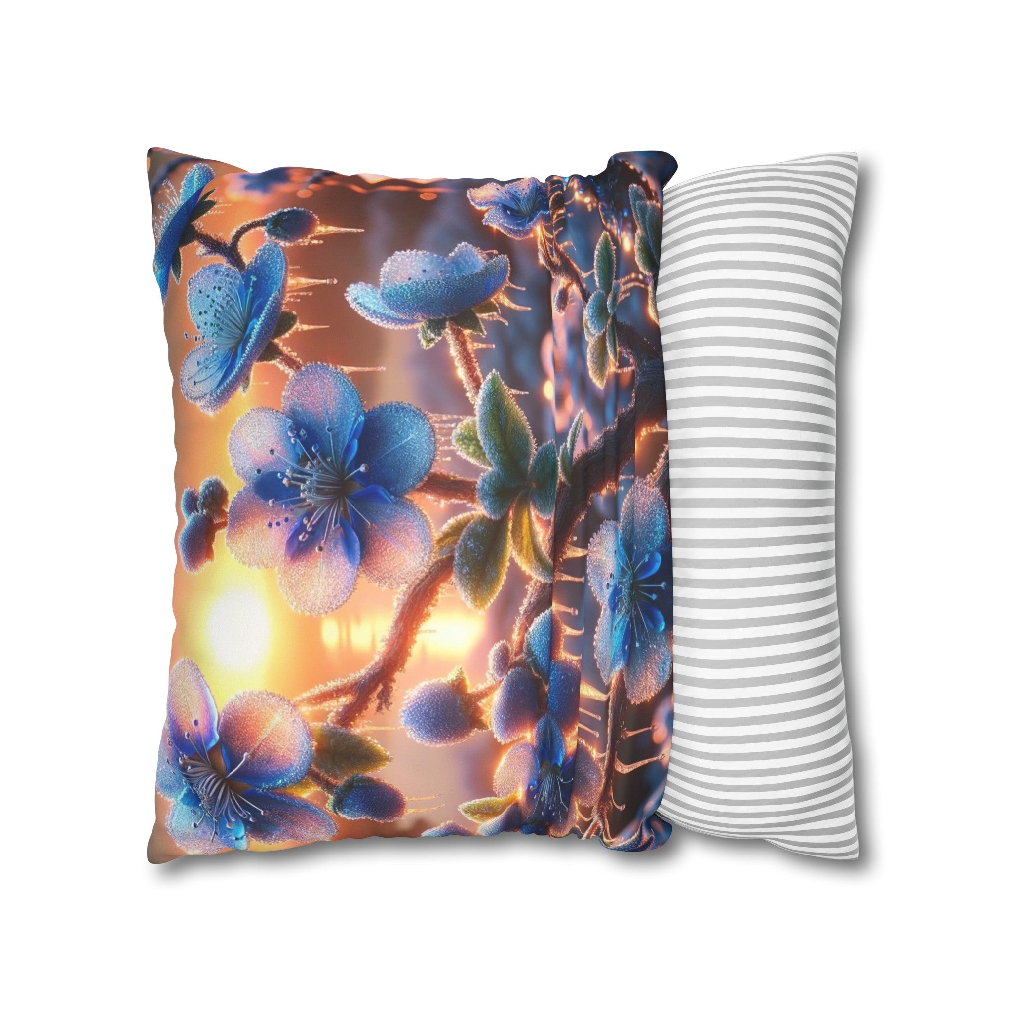 Blue,diamond flowers (1) - Suede Square Pillowcase