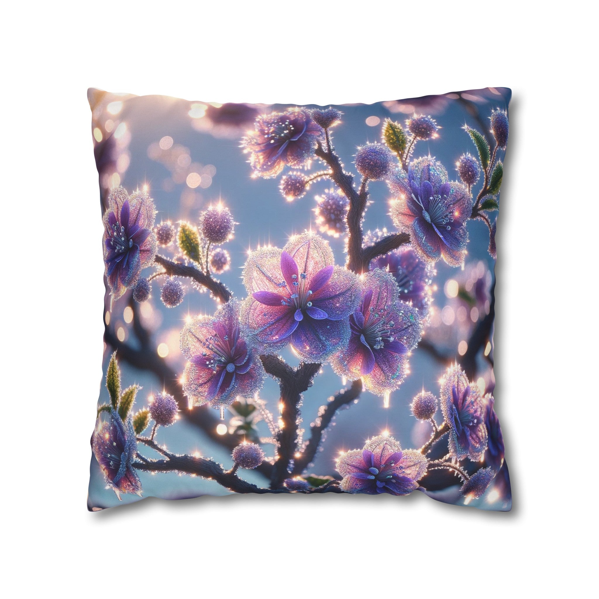 Purple diamond flowers (1) - Suede Square Pillowcase