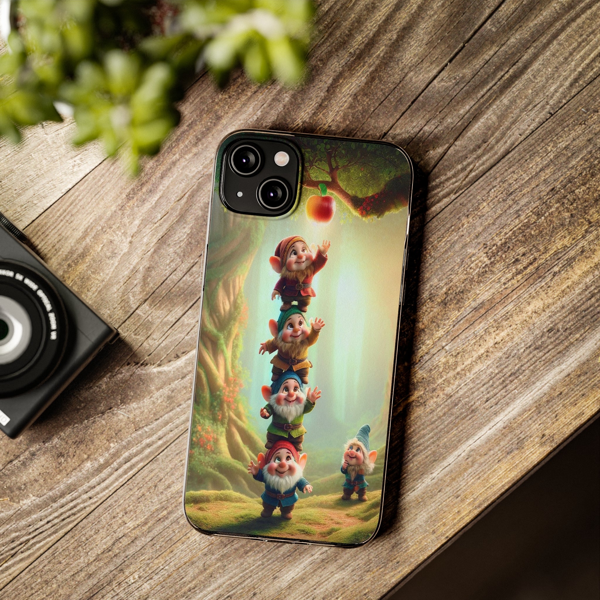 Gnomes reaching an apple - Soft Phone Case