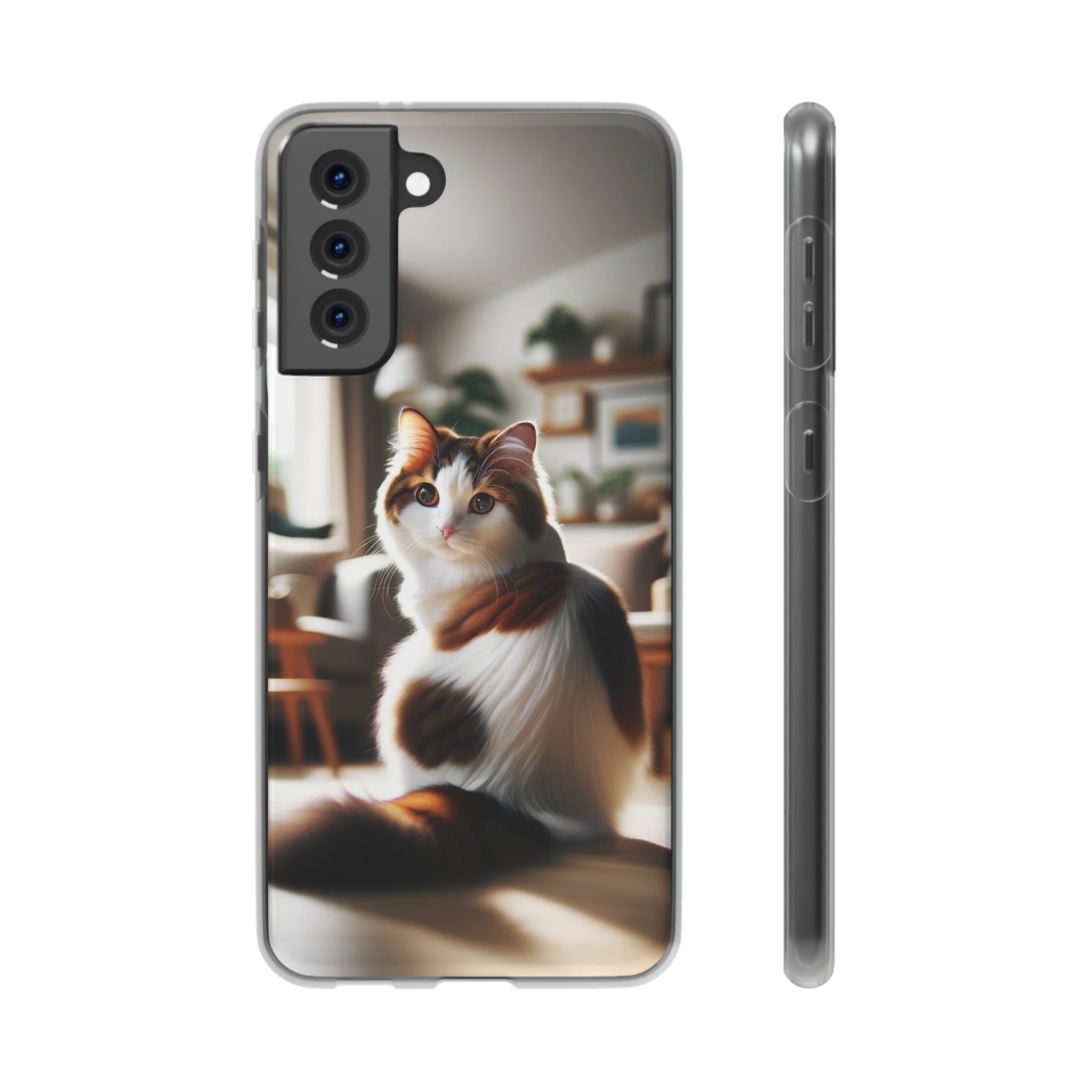 Curious, white-brown cat - Flexi Case (Samsung only)