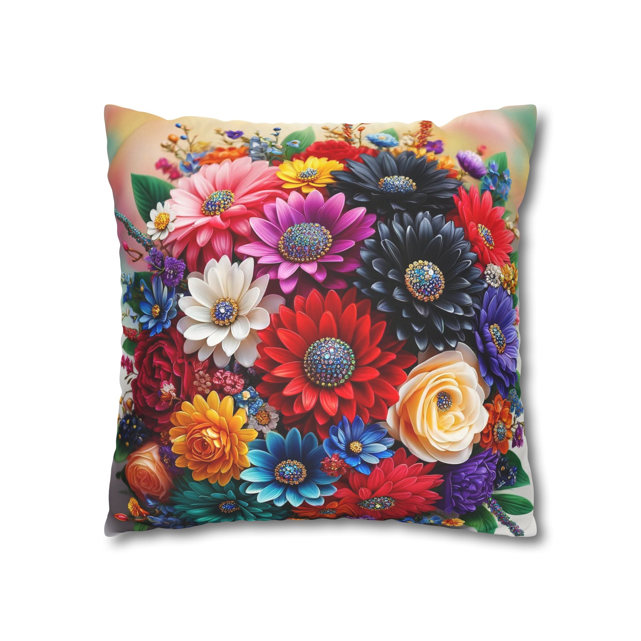 Colourful Bouquet (3) - Suede Square Pillowcase