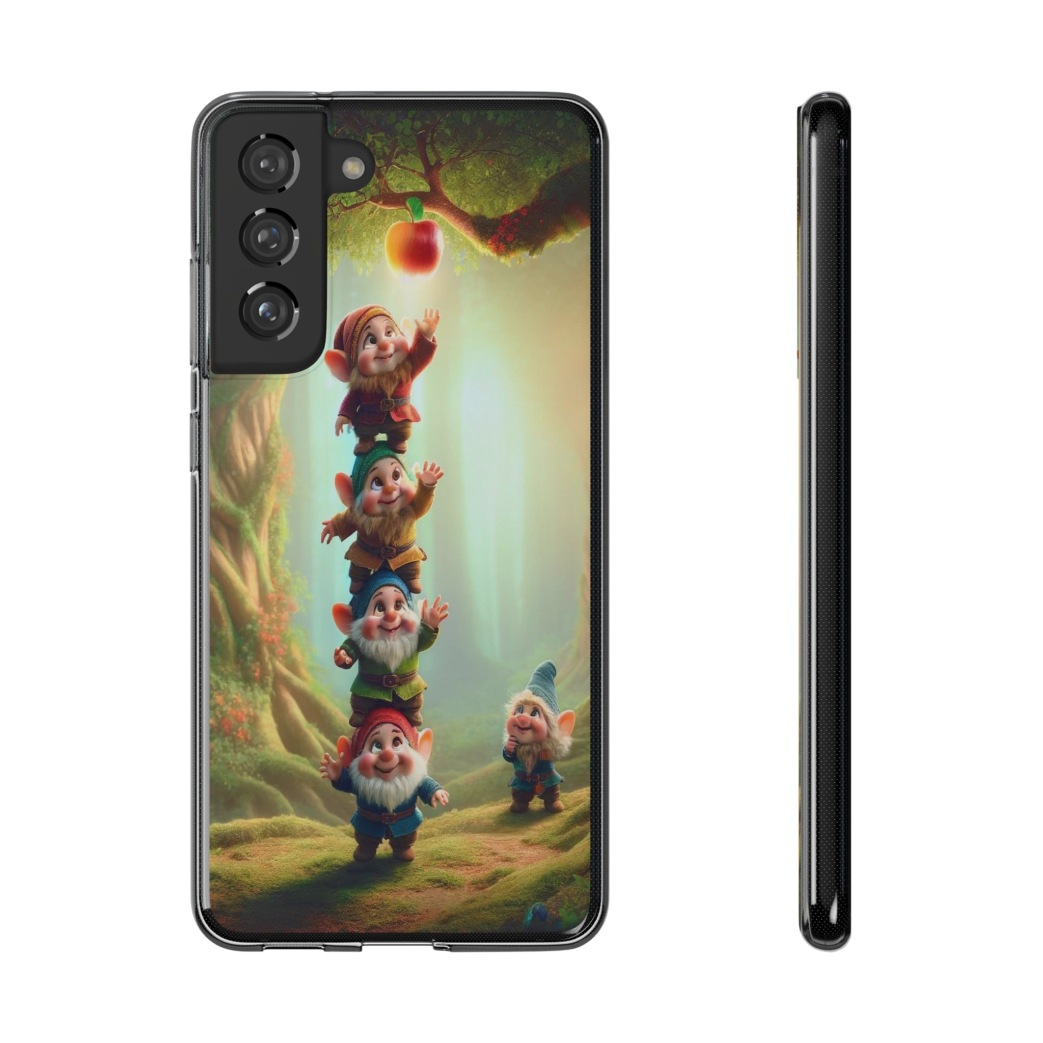 Gnomes reaching an apple - Soft Phone Case