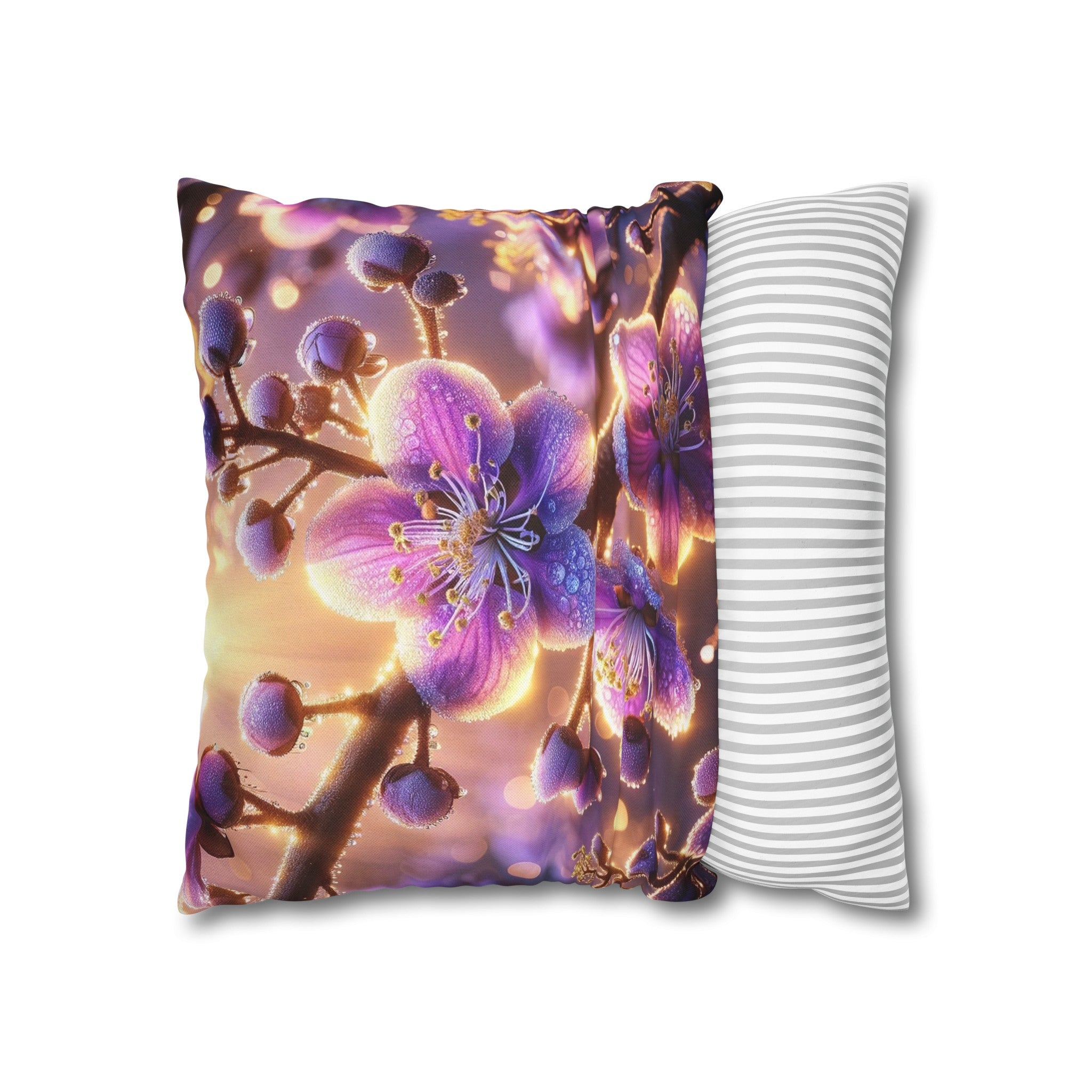 Purple diamond flowers (2) - Polyester Square Pillowcase