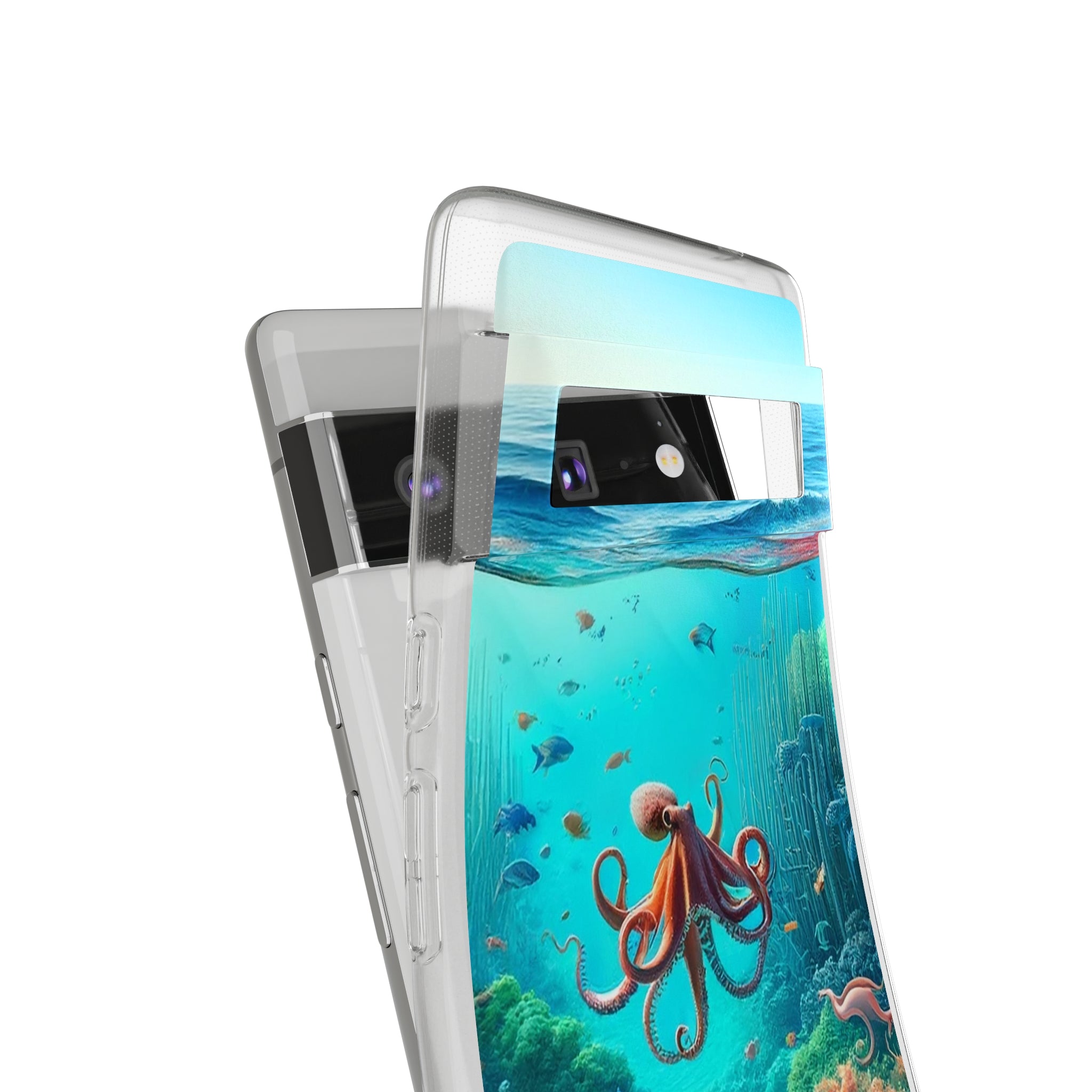 Octopus in turquoise water - Soft Phone Case