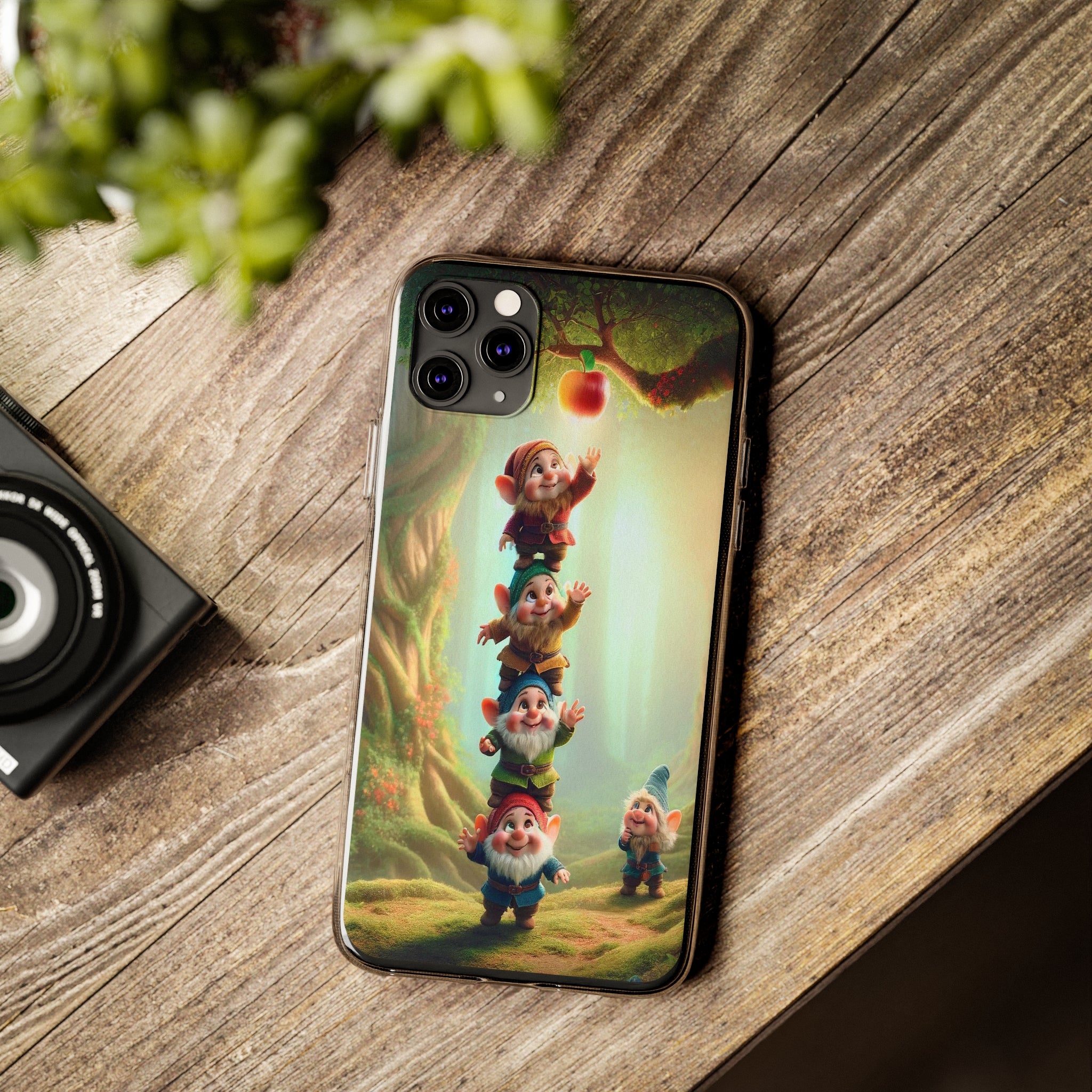 Gnomes reaching an apple - Soft Phone Case