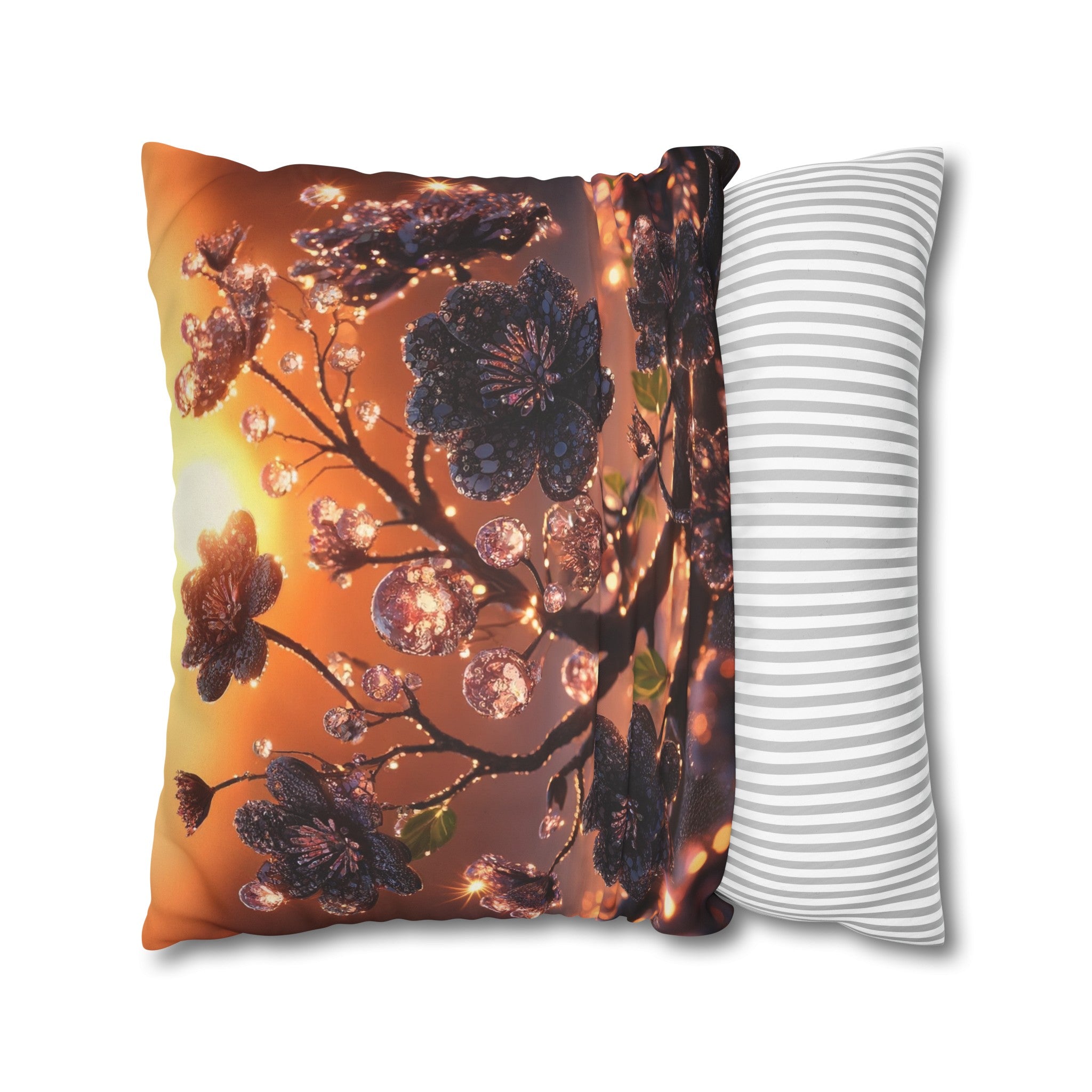 Black diamond flowers (2) - Suede Square Pillowcase