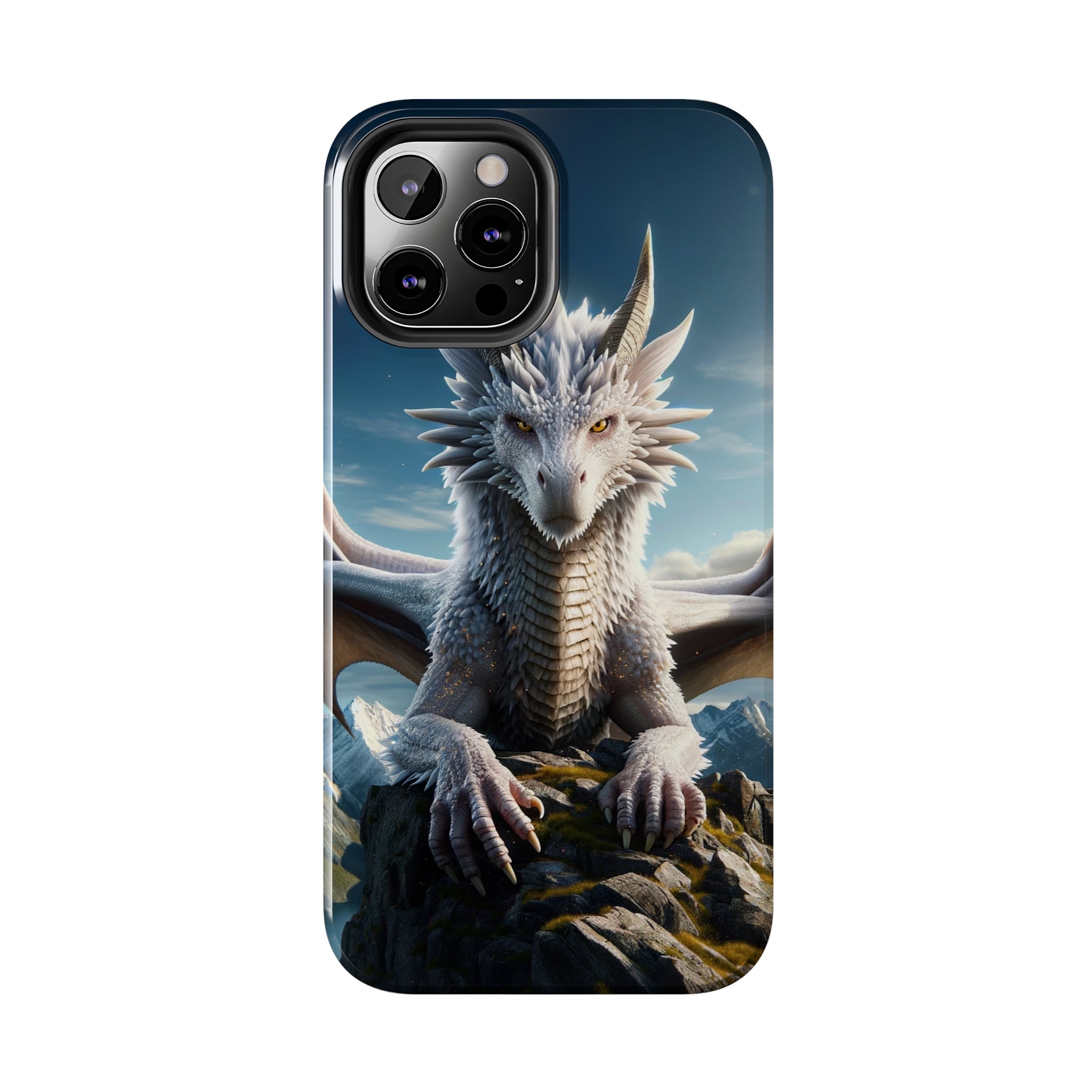 White dragon on a rock - Tough Phone Case