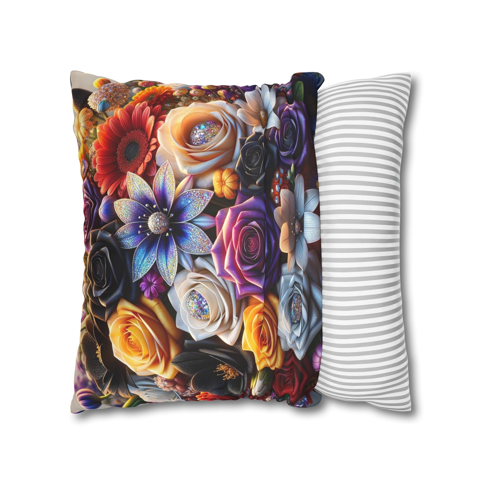 Colourful Bouquet (4) - Suede Square Pillowcase