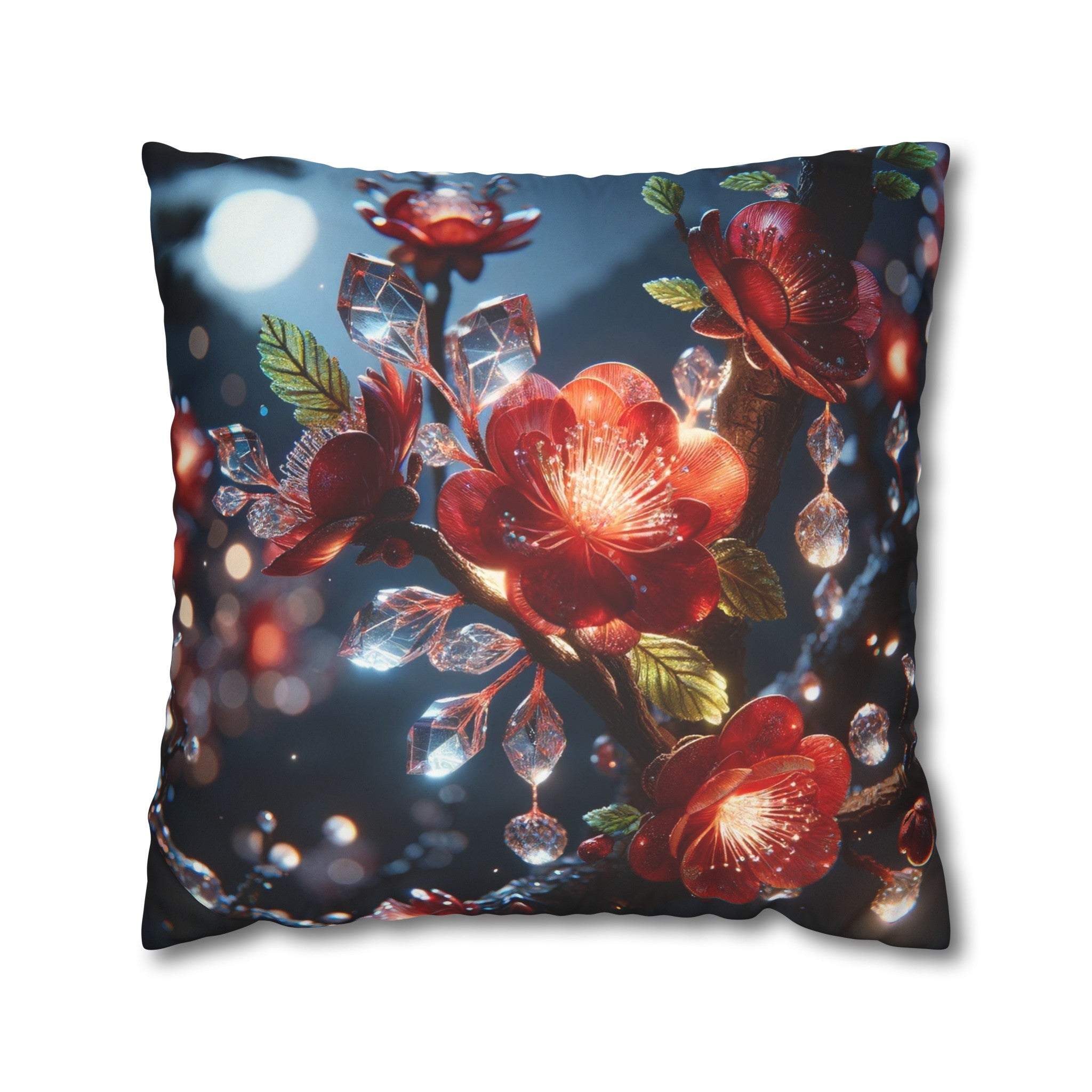 Red diamond flowers (5) - Suede Square Pillowcase