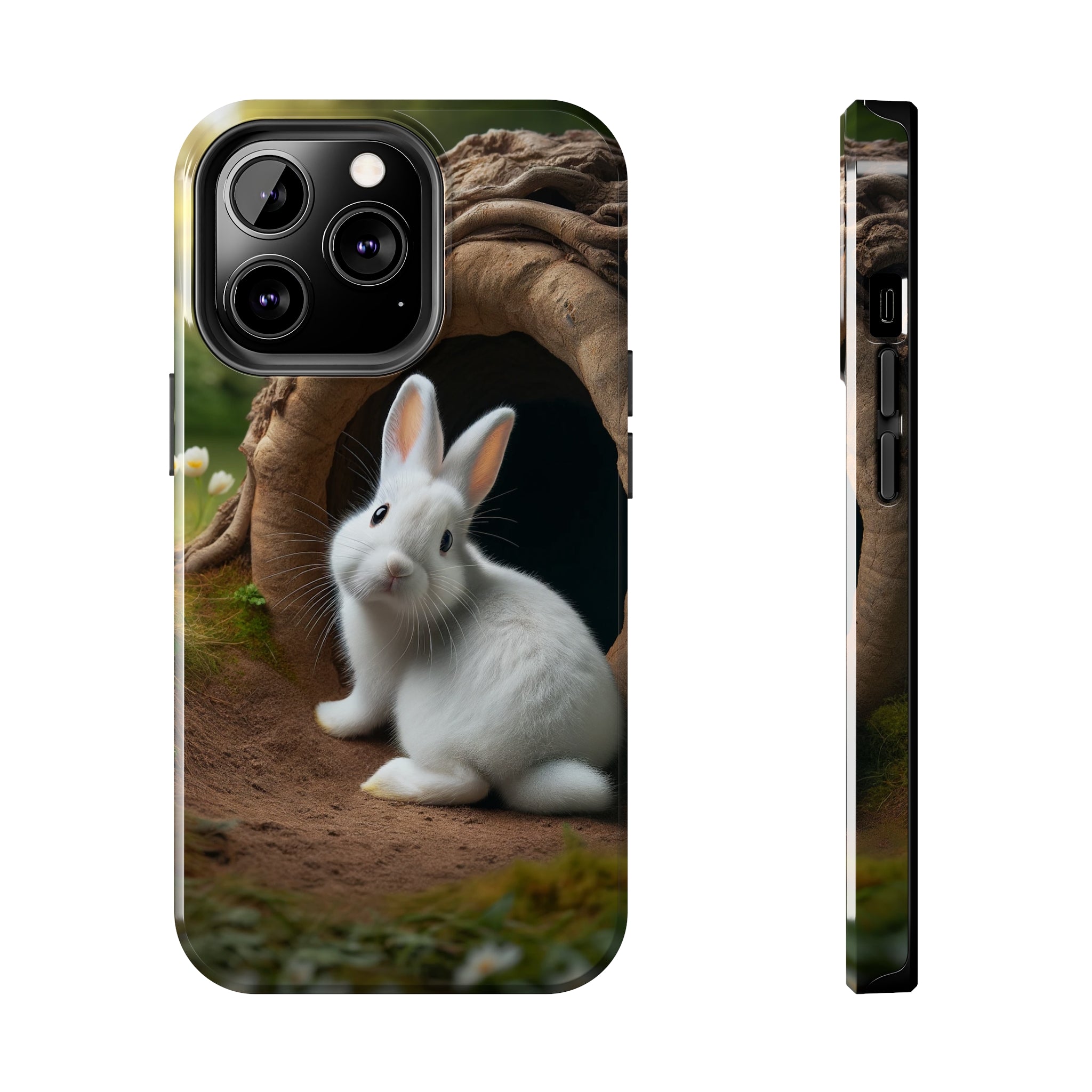 White curious rabbit - Tough Phone Case