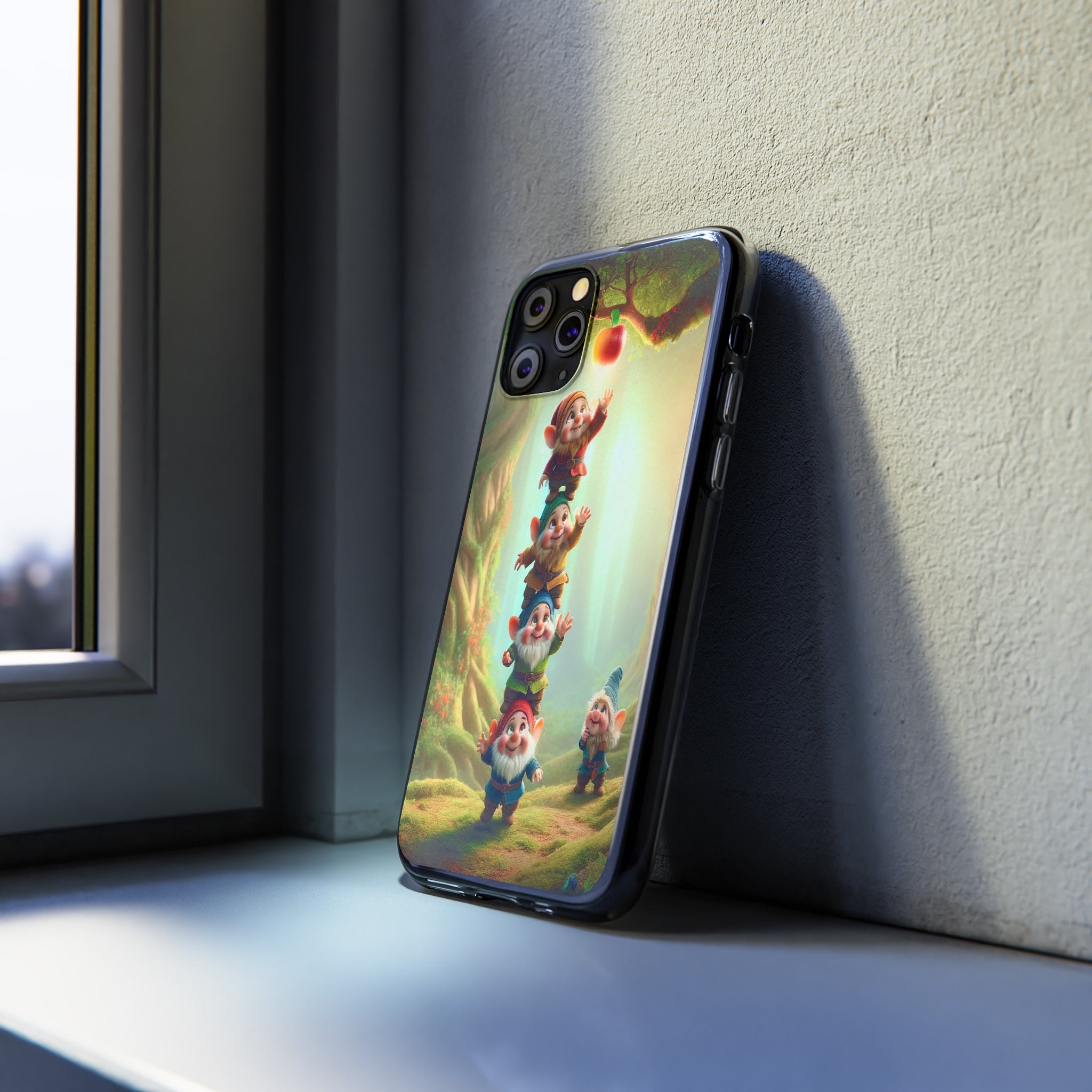 Gnomes reaching an apple - Soft Phone Case