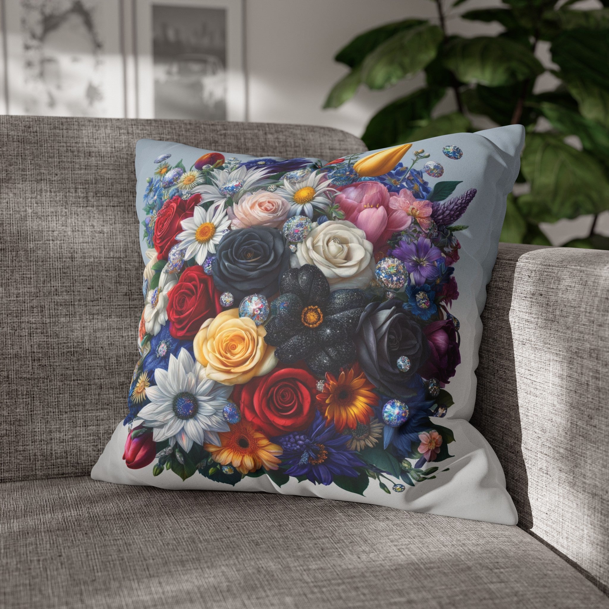 Colourful Bouquet (6) - Suede Square Pillowcase