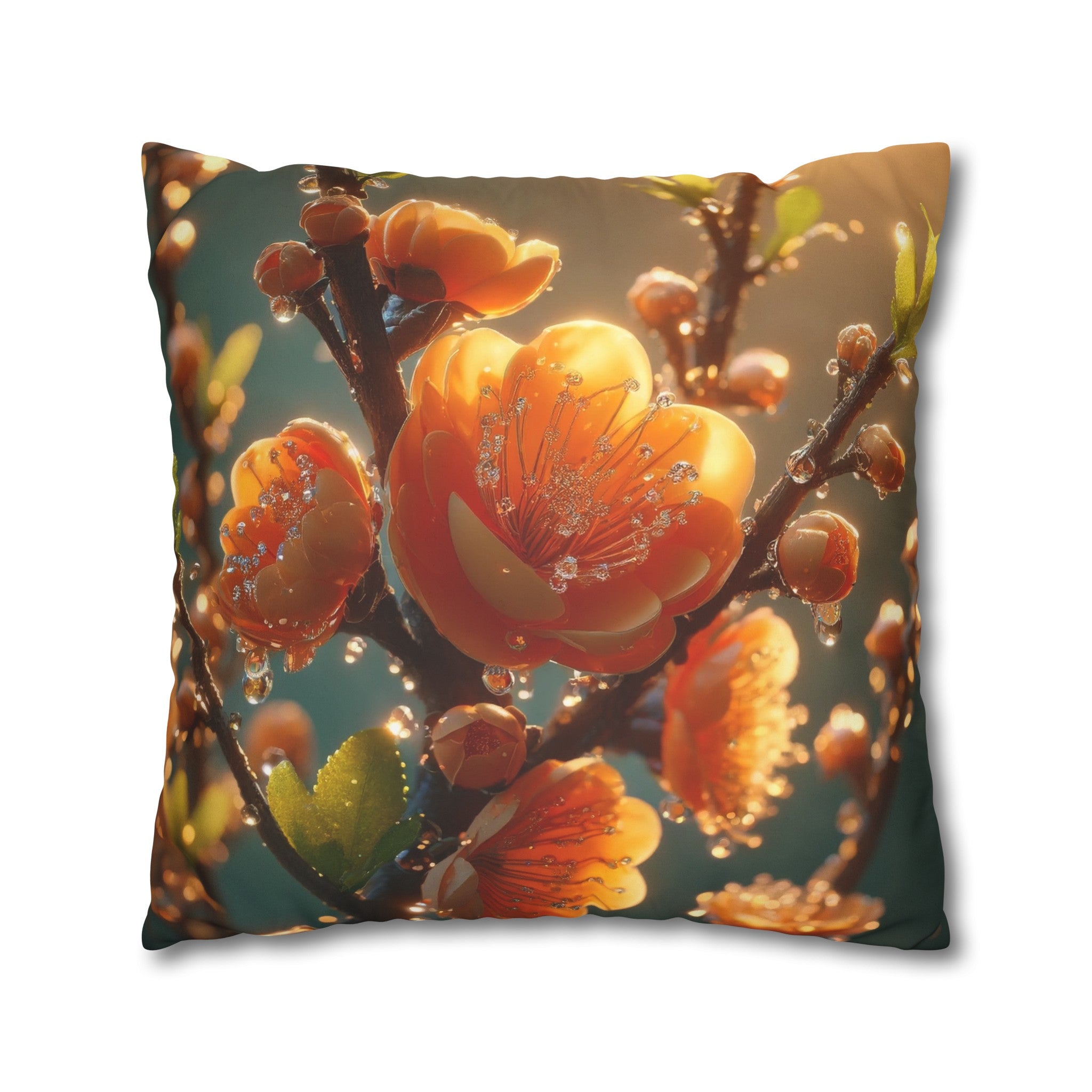 Orange diamond flowers (2) - Suede Square Pillowcase