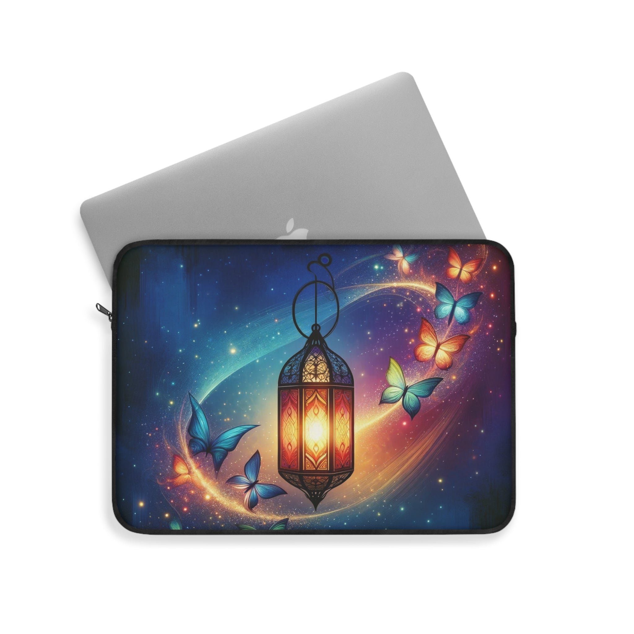 Colourful butterflies around an oil lamp - Laptop Sleeve