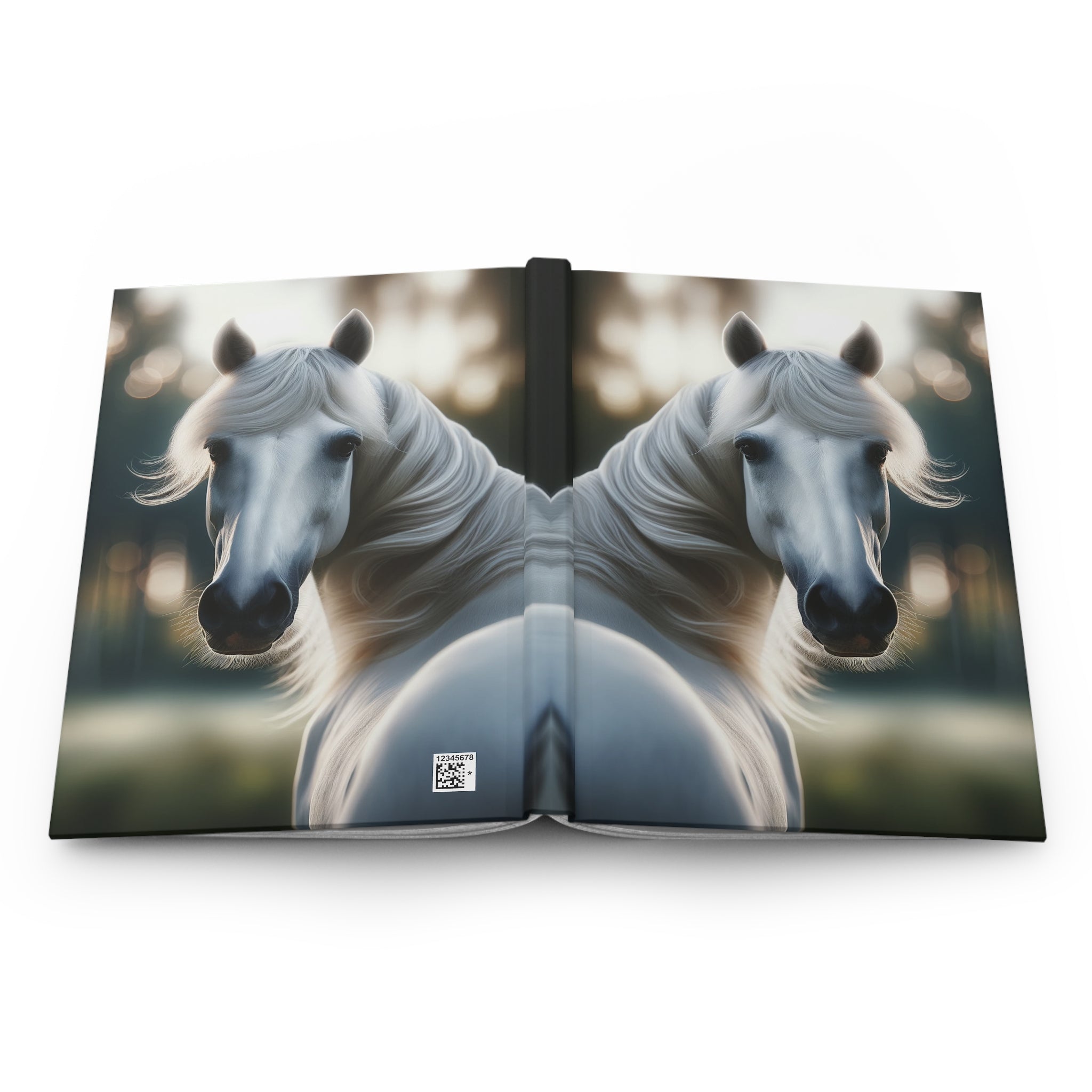 A curious, white horse - Hardcover Notebook