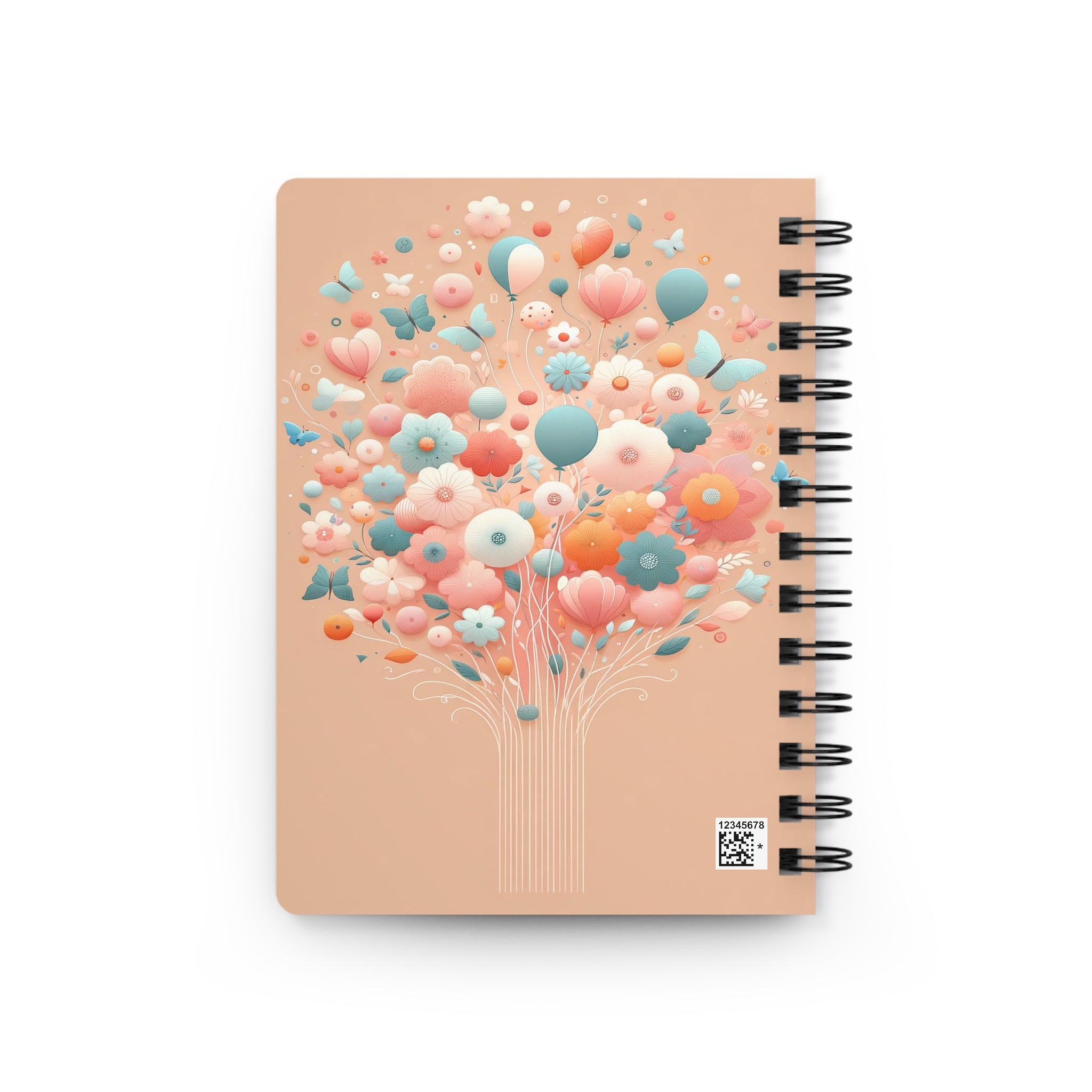 Bouquet of balloons, butterflies and flowers - Spiral Notebook