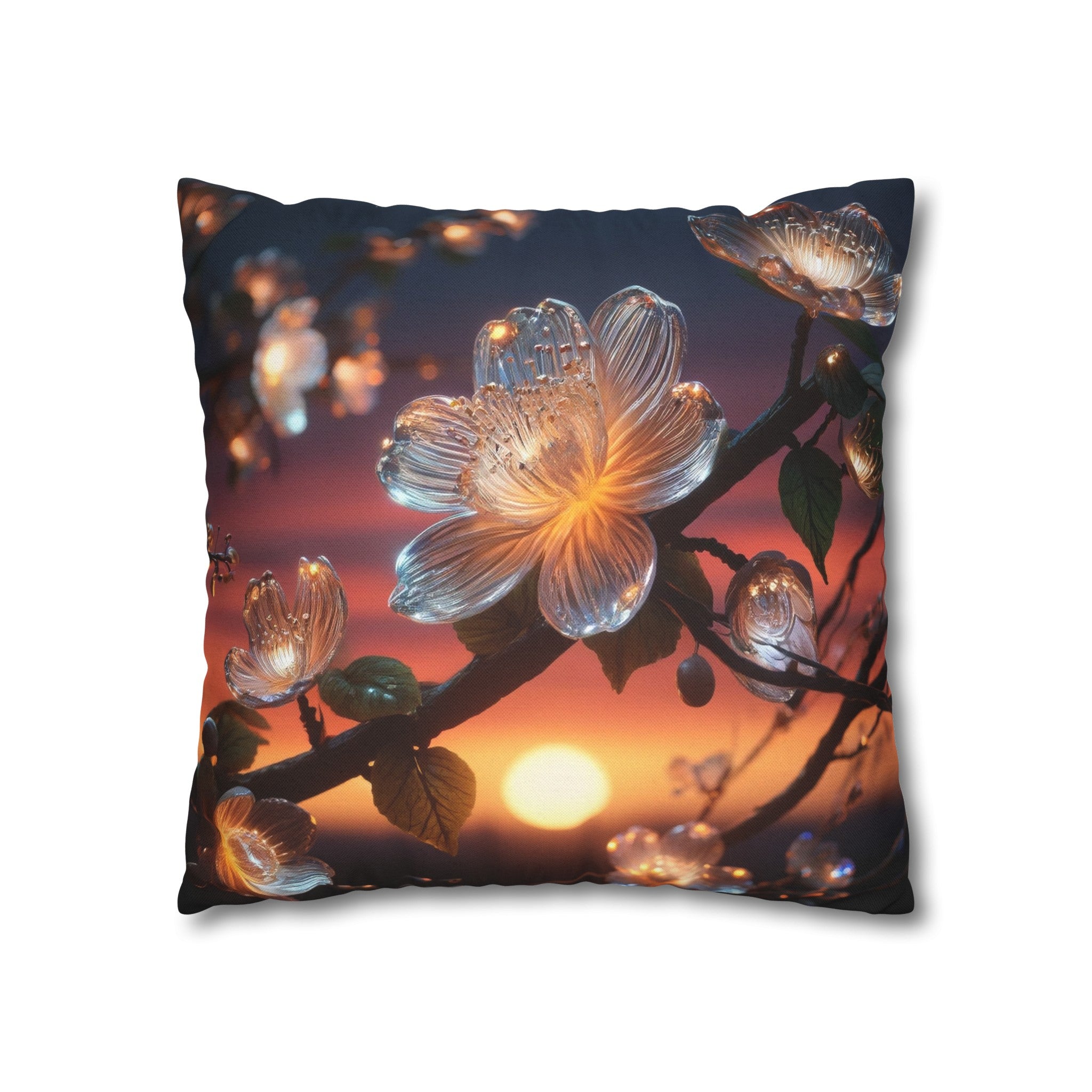 White diamond flowers (4) - Polyester Square Pillowcase