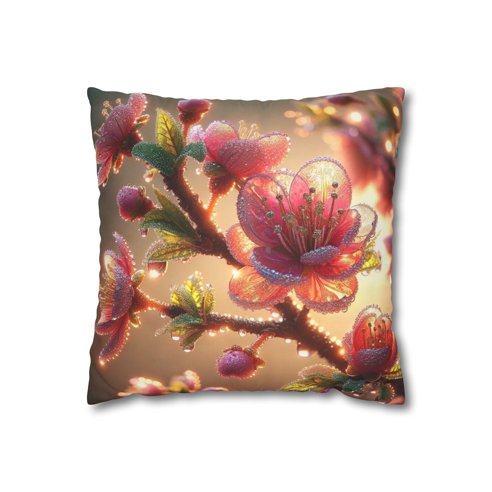 Pink diamond flowers (1) - Suede Square Pillowcase