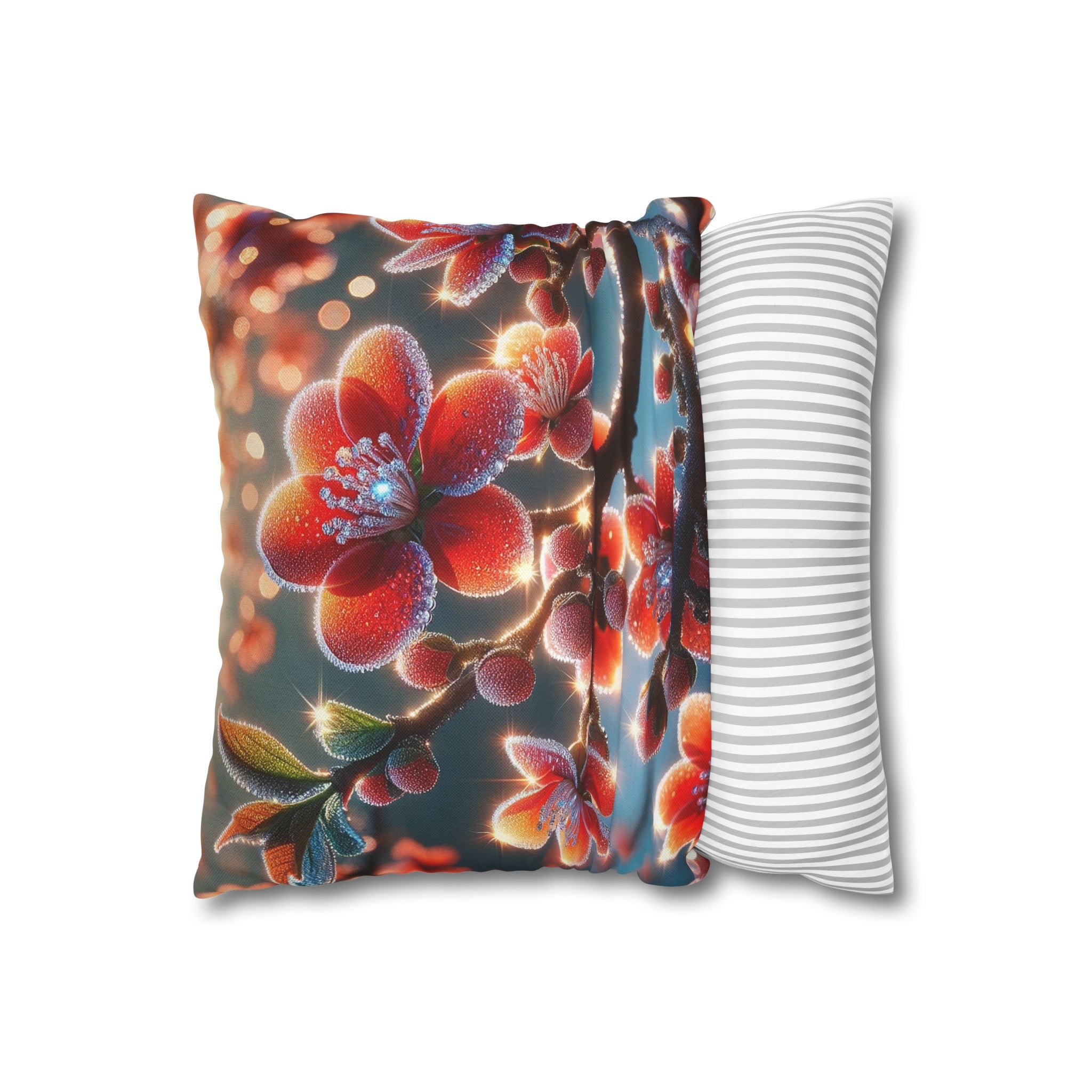 Red diamond flowers (3) - Polyester Square Pillowcase