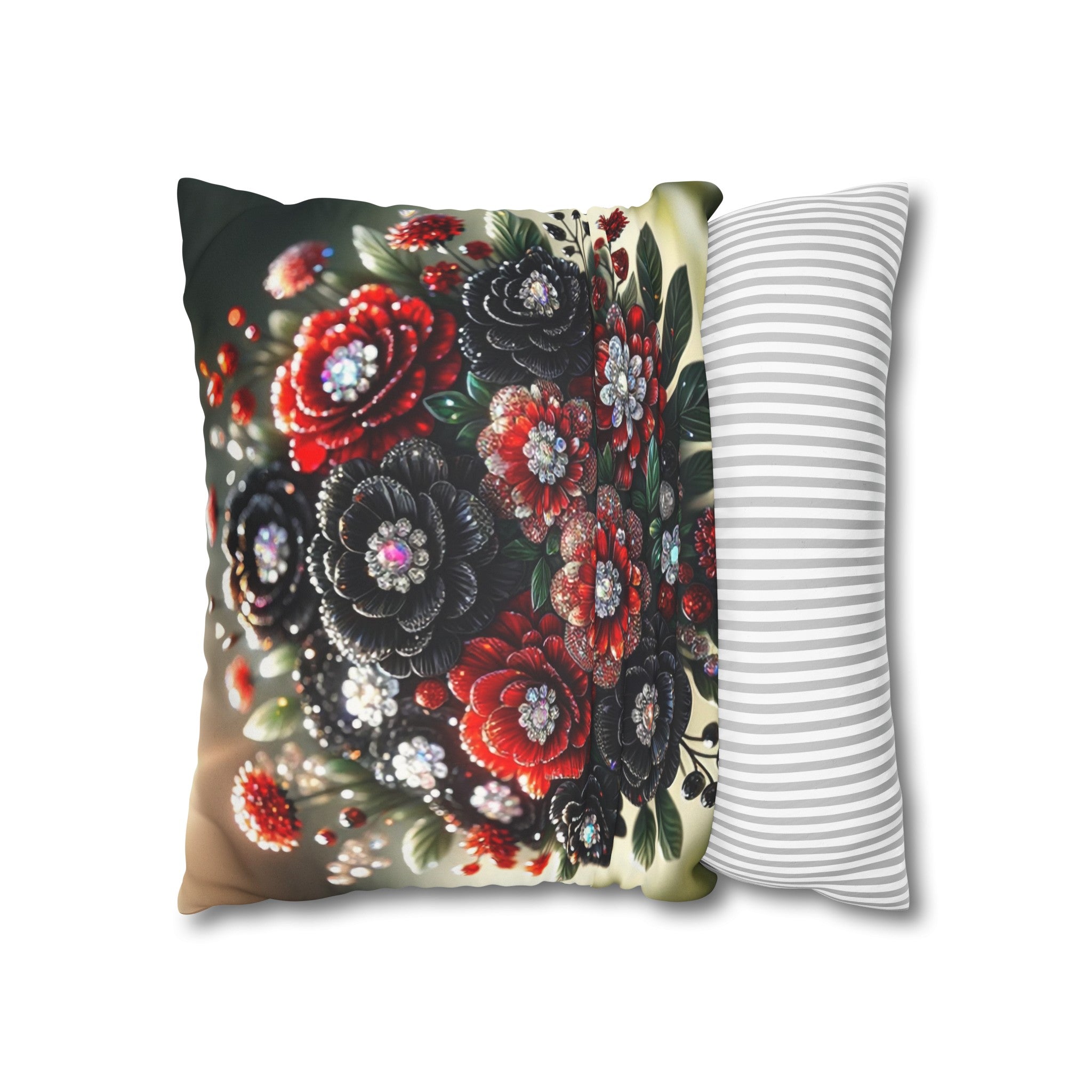 Black and Red Bouquet (2) - Suede Square Pillowcase