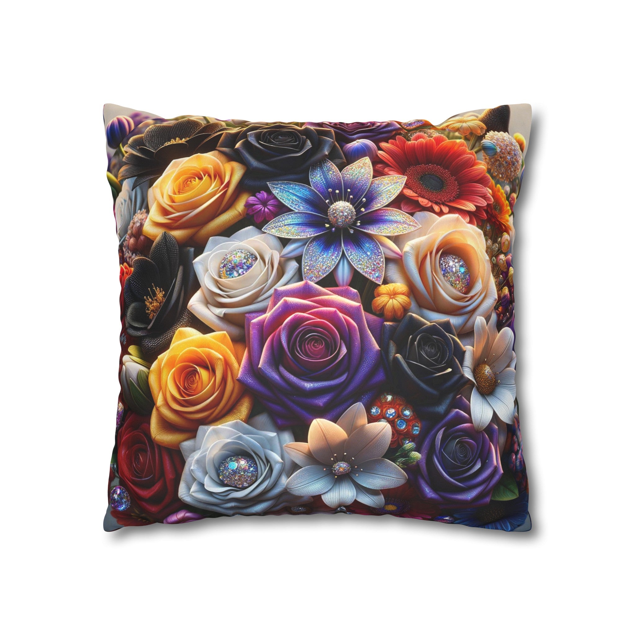 Colourful Bouquet (4) - Suede Square Pillowcase