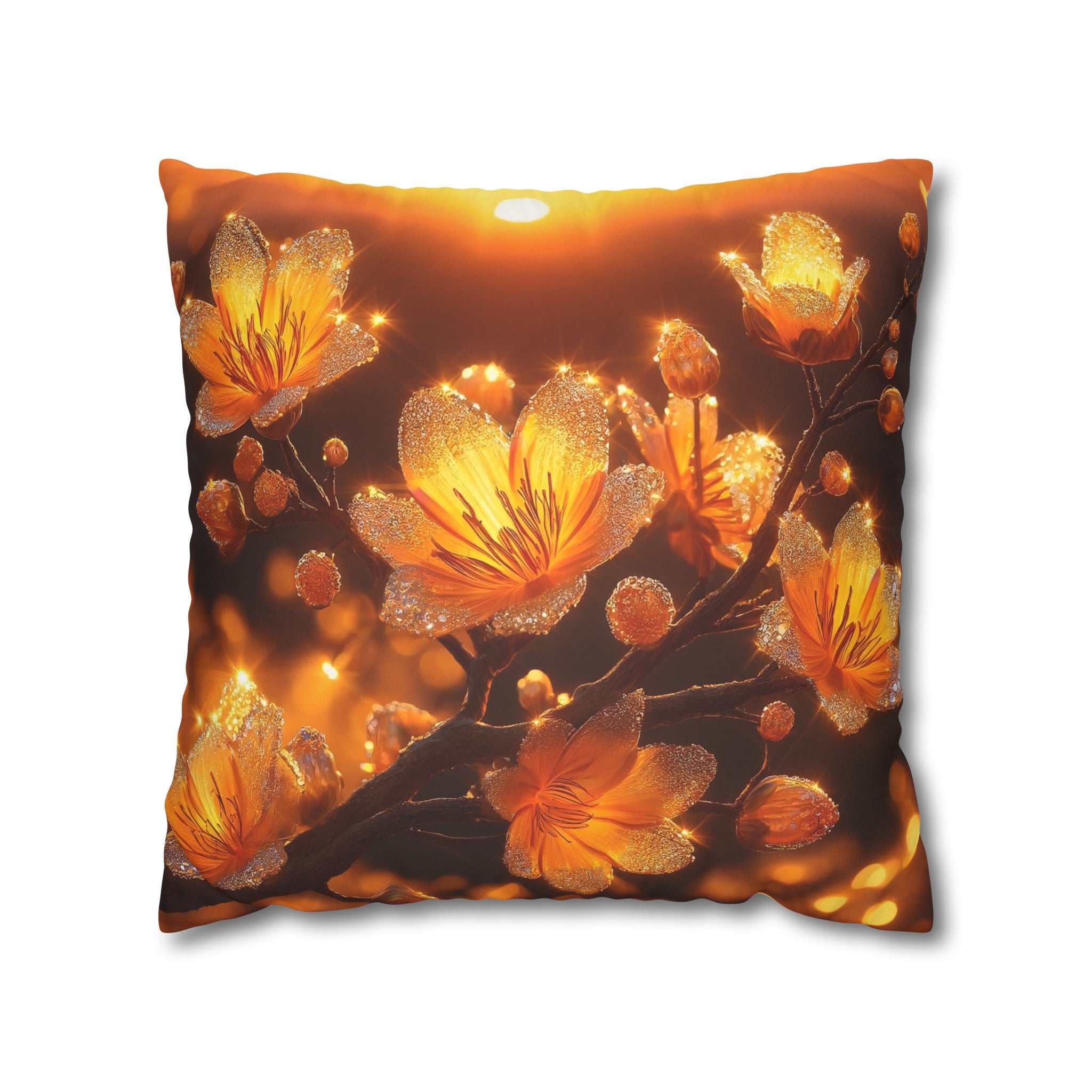 Yellow diamond flowers (3) - Suede Square Pillowcase