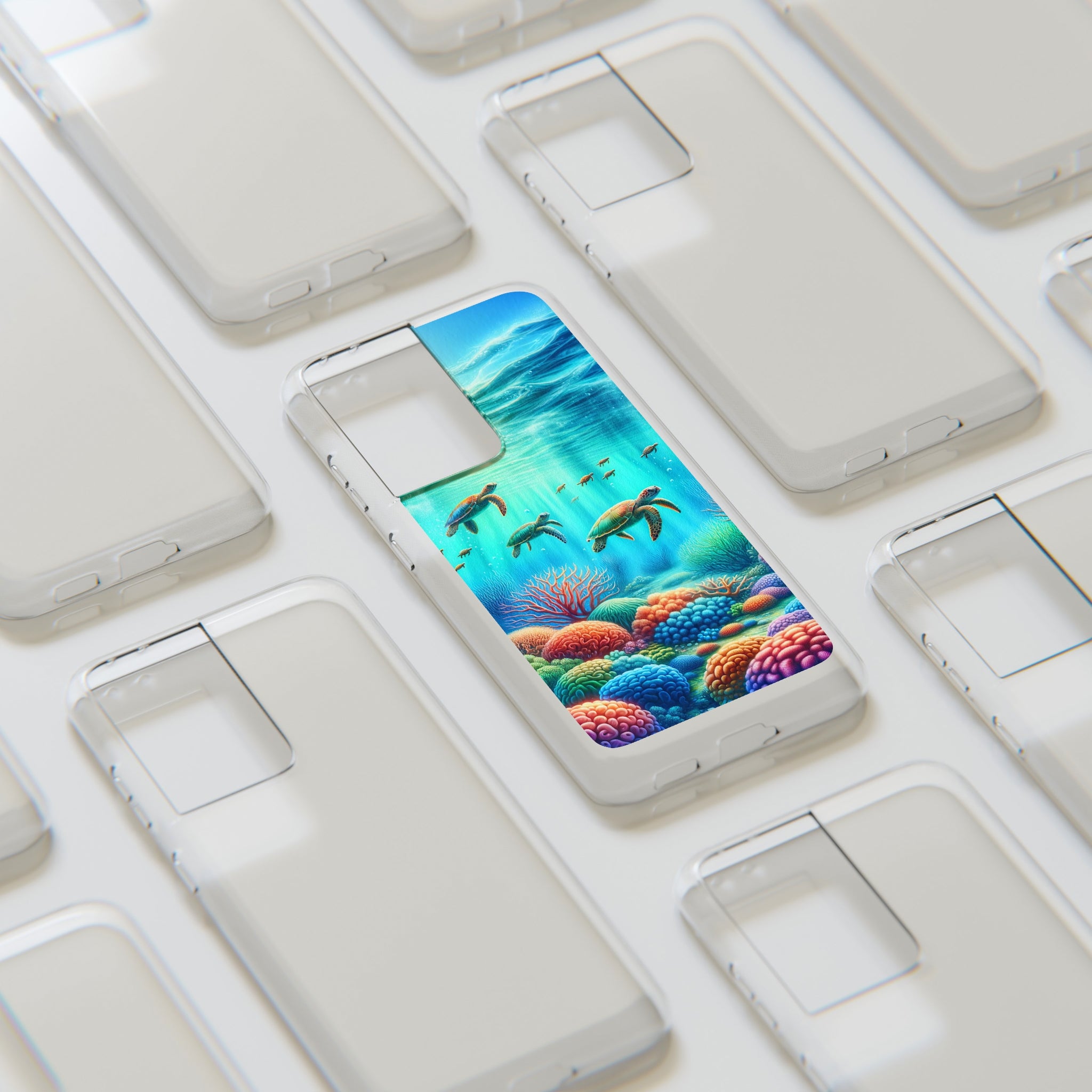 Turtles and coral reef - Soft Phone Case