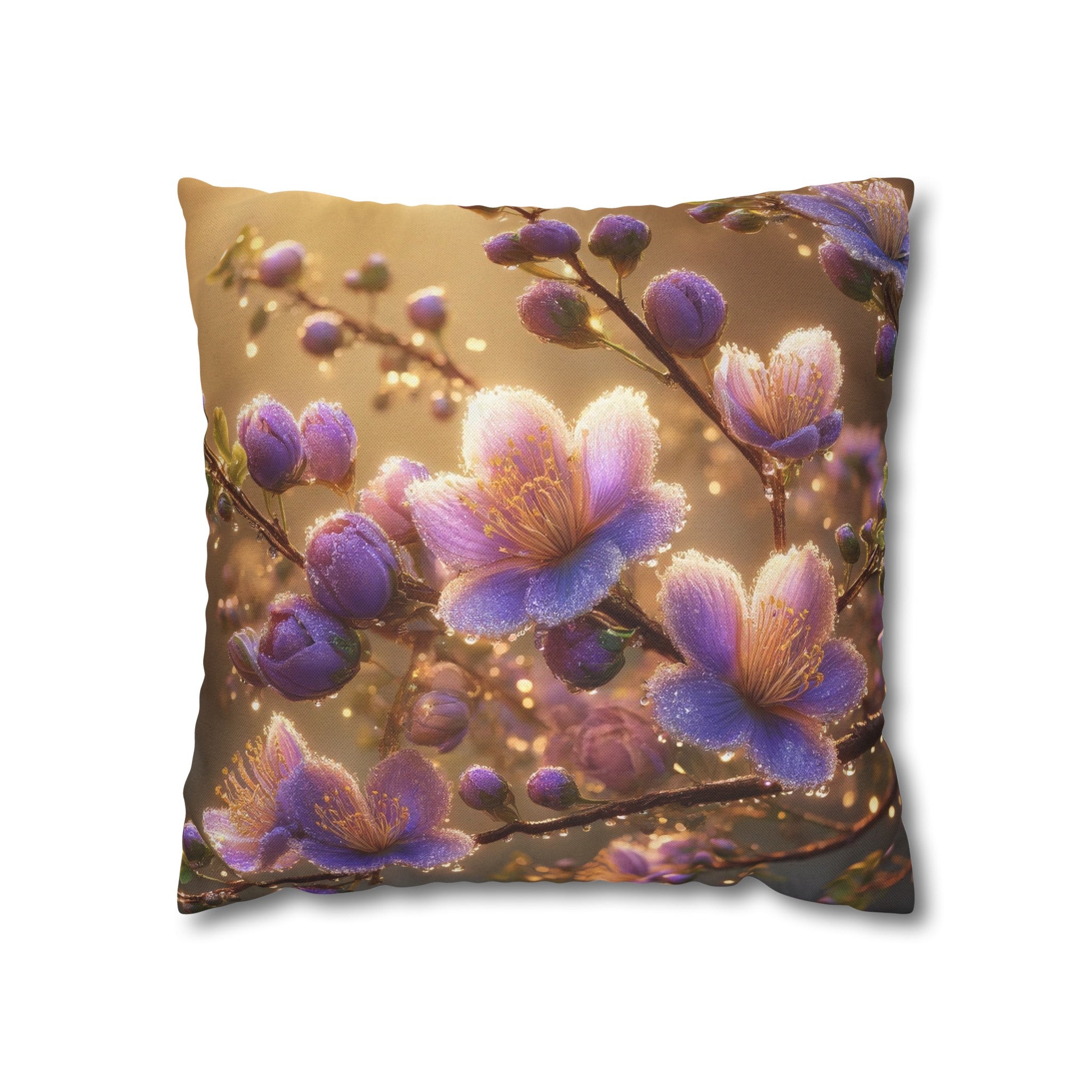 Purple diamond flowers (3) - Polyester Square Pillowcase