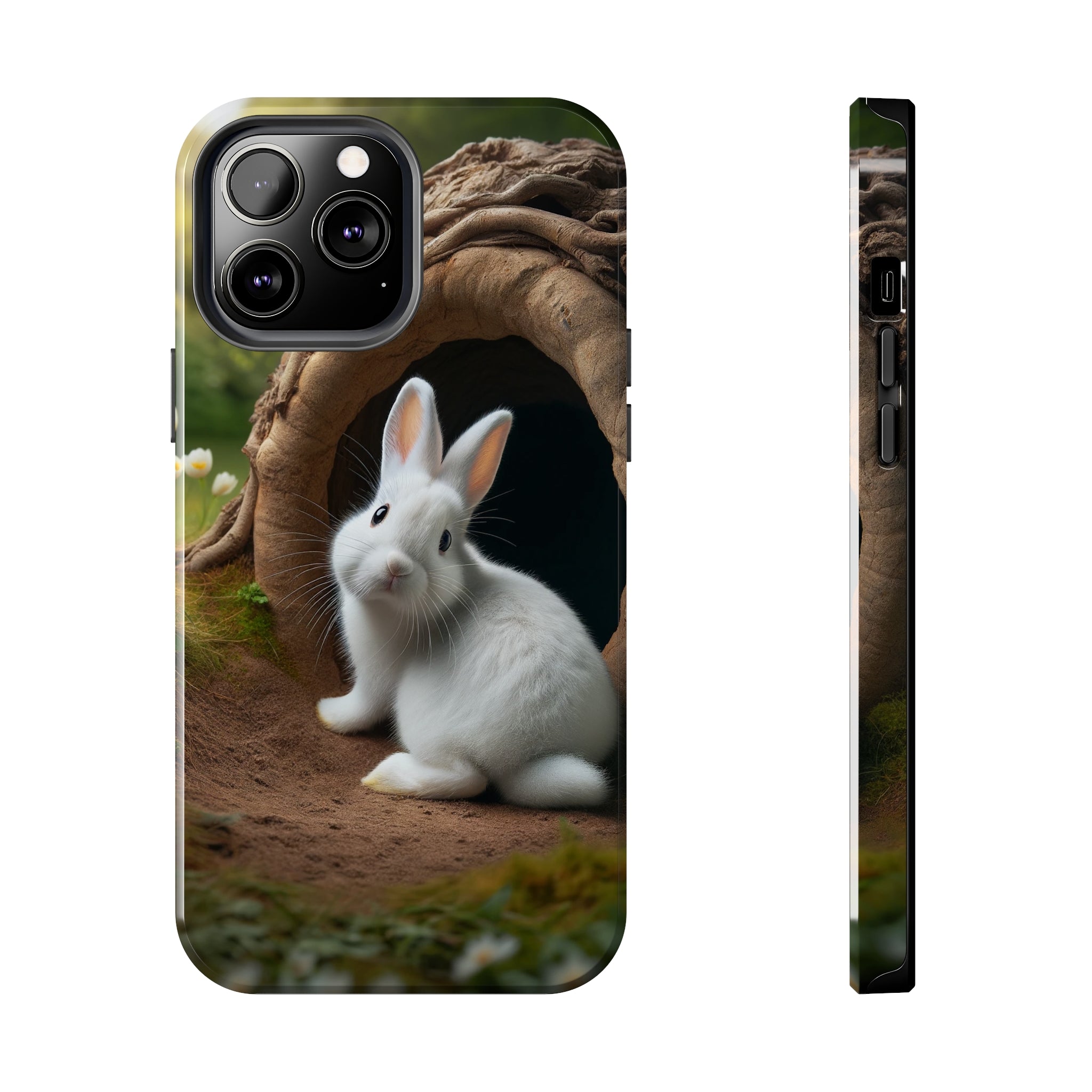 White curious rabbit - Tough Phone Case