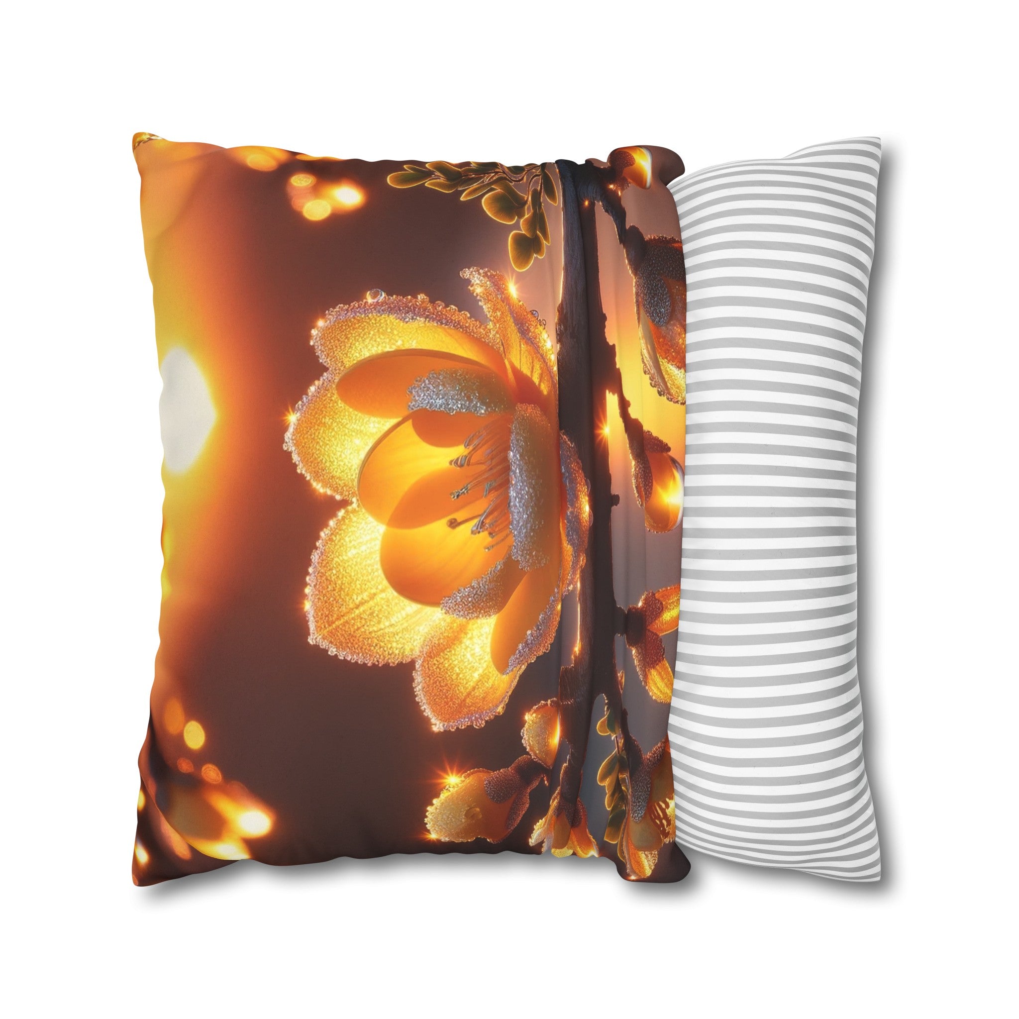 Yellow, diamond flowers (1) - Suede Square Pillowcase