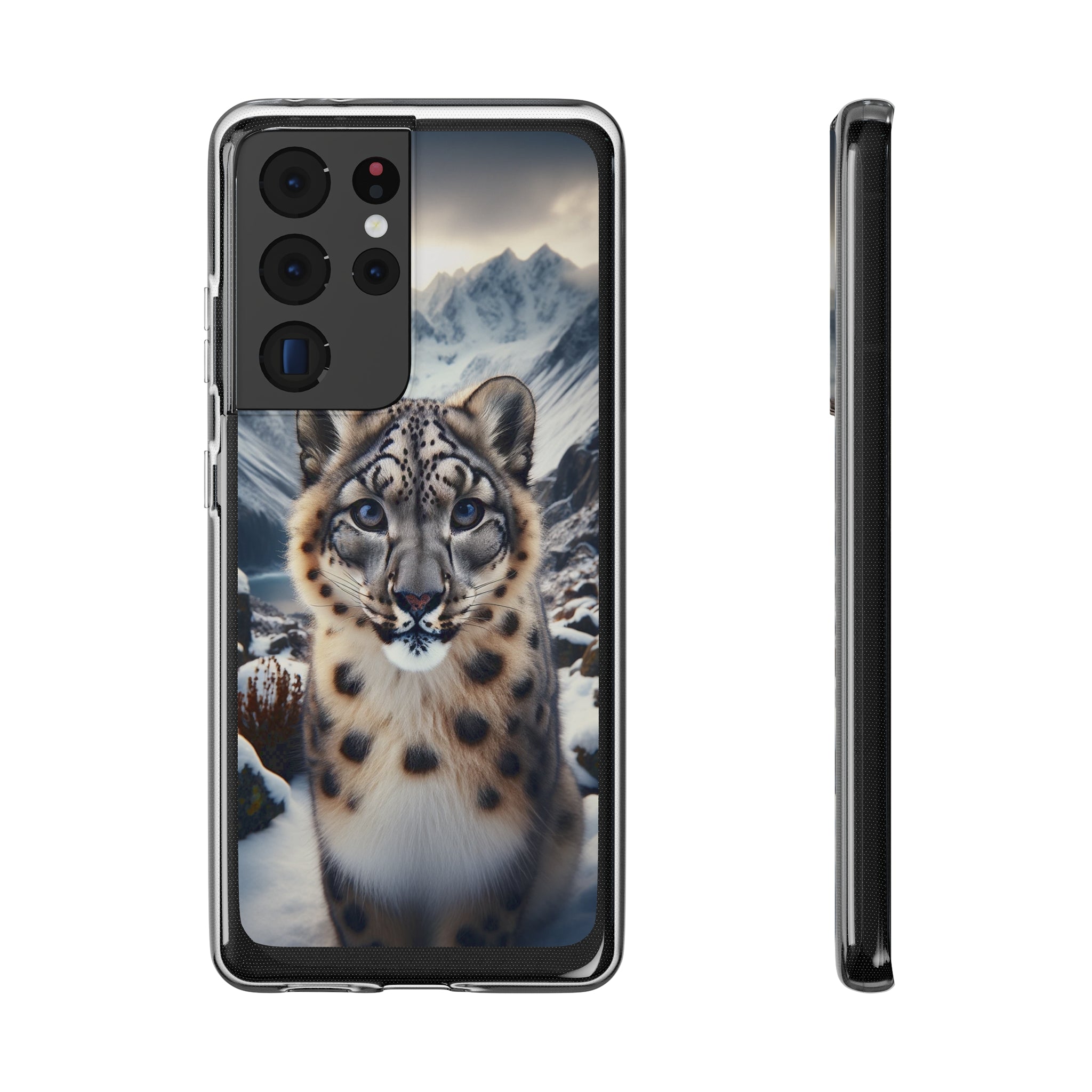 Curious Snow Leopard - Soft Phone Case