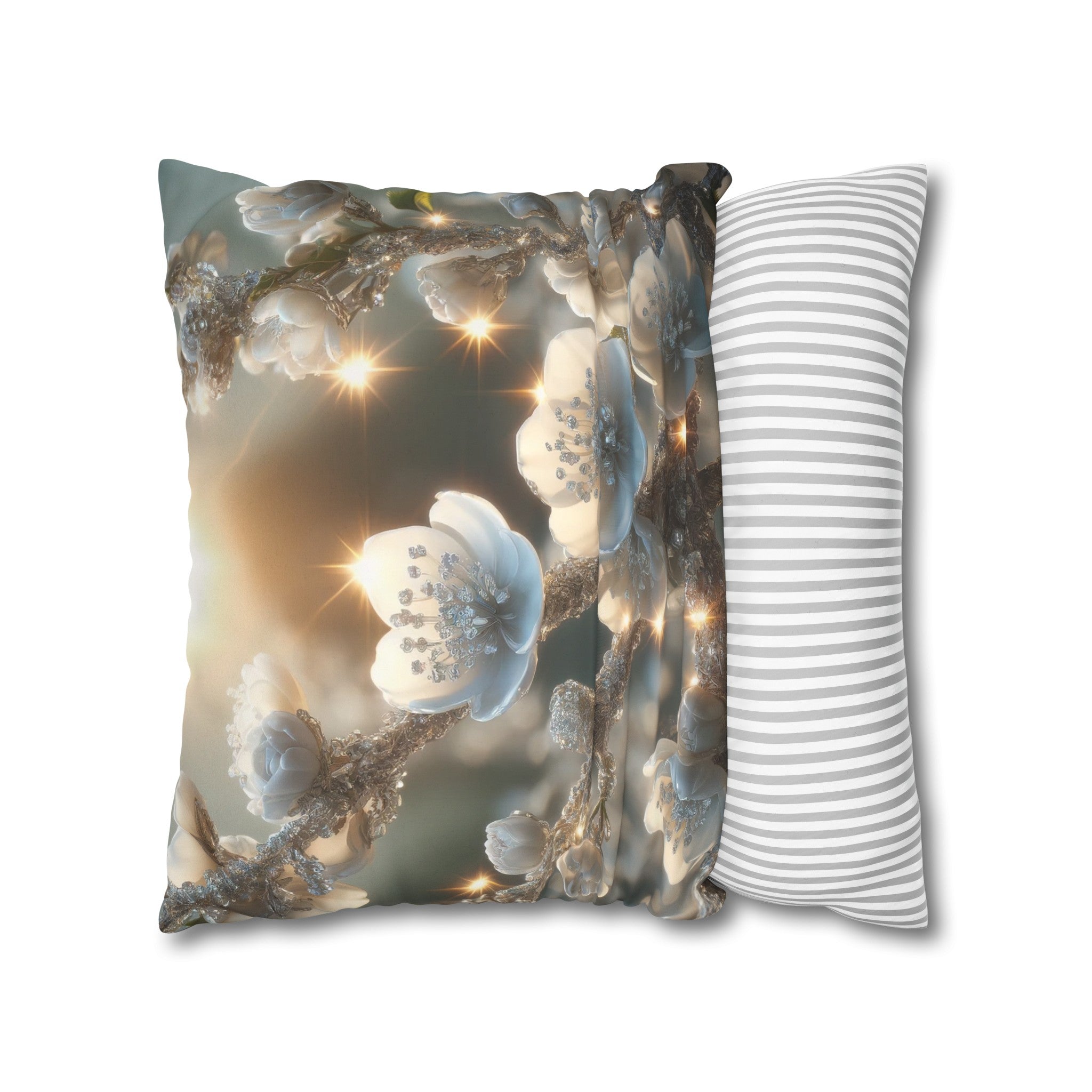 White, diamond flowers (1) - Suede Square Pillowcase