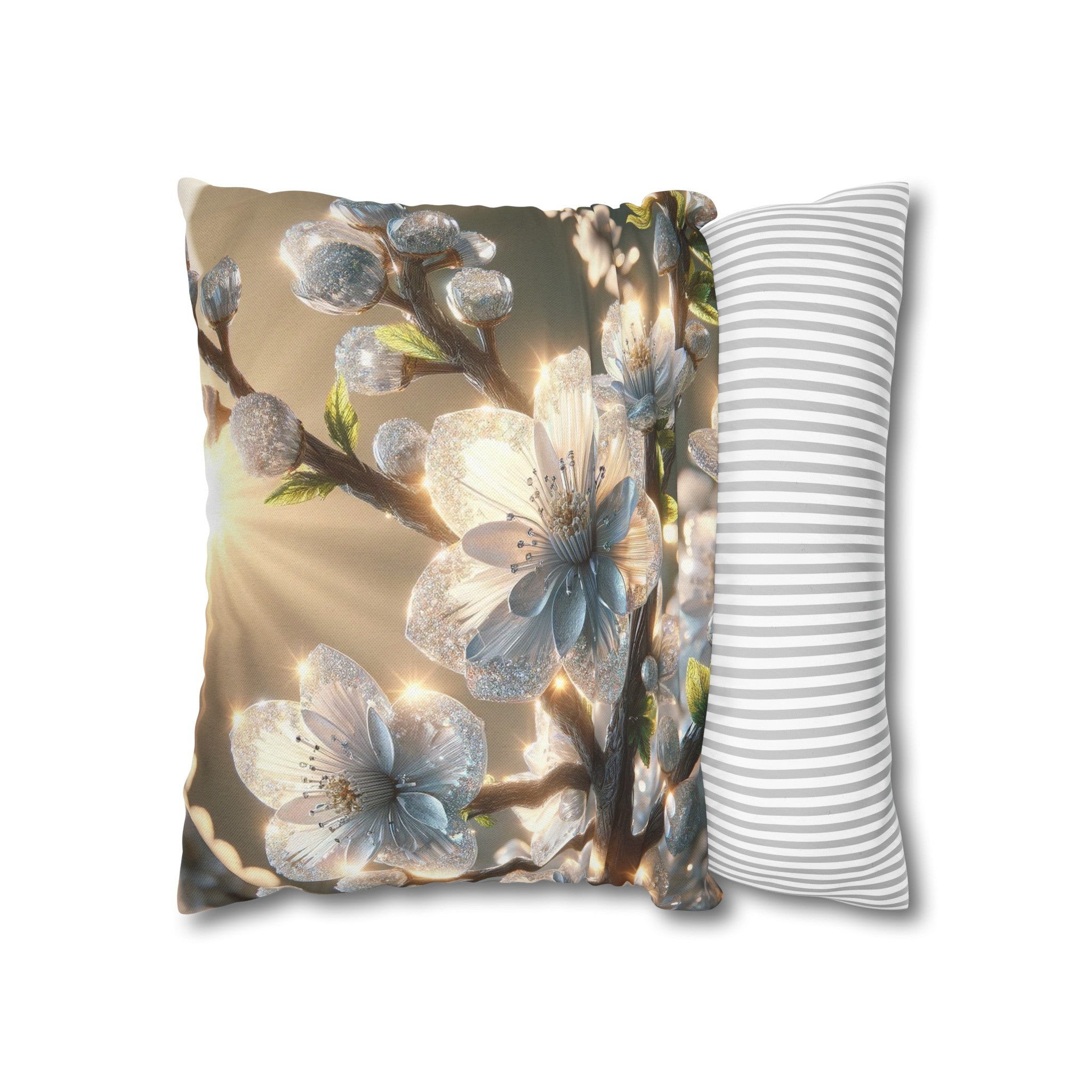 White diamond flowers (2) - Polyester Square Pillowcase