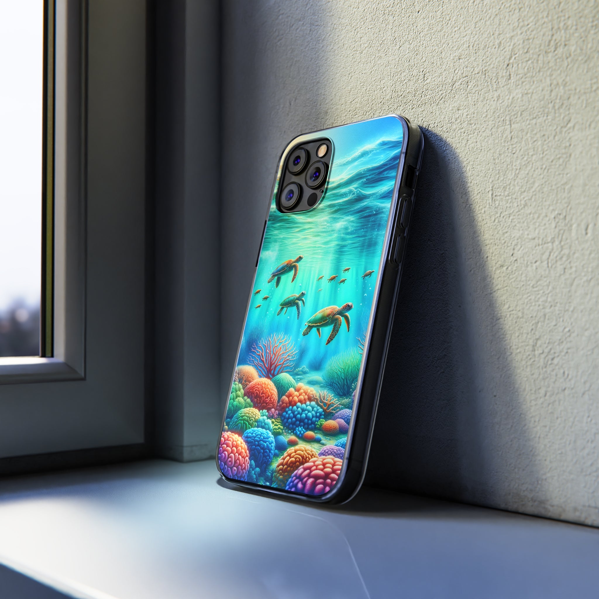 Turtles and coral reef - Soft Phone Case