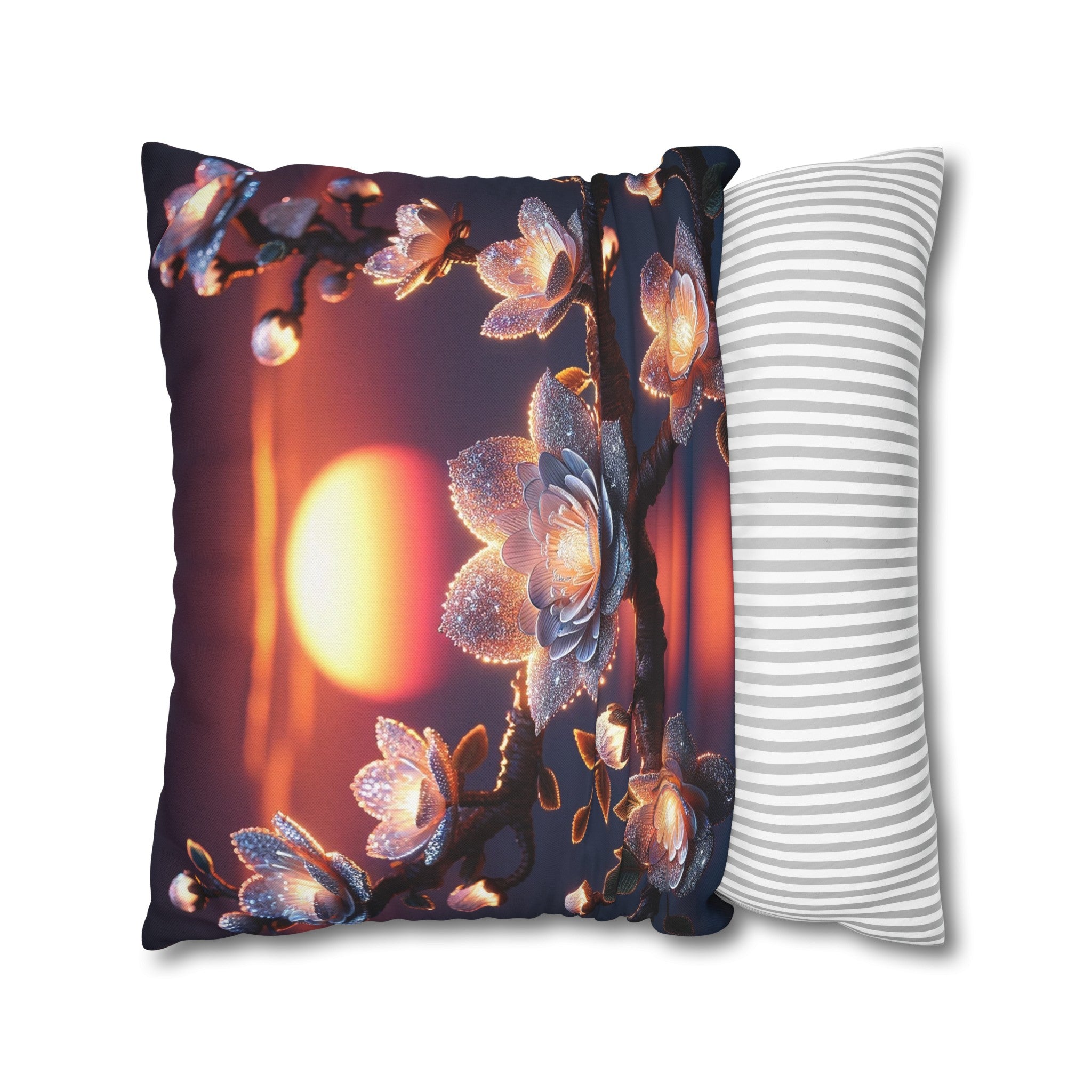 White diamond flowers (6) - Polyester Square Pillowcase