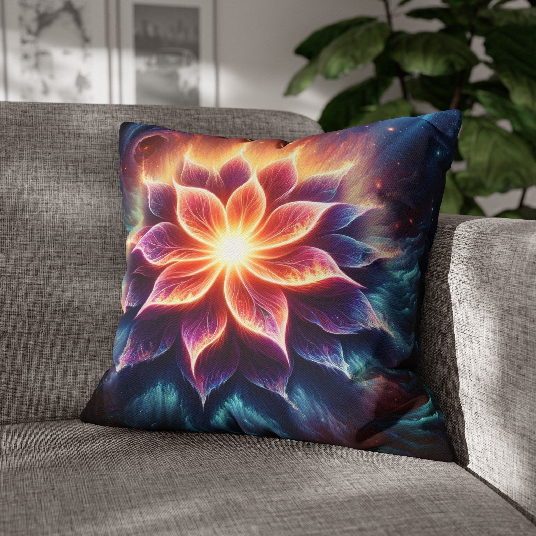 Galaxy-flower 1 - Spun Polyester Square Pillowcase